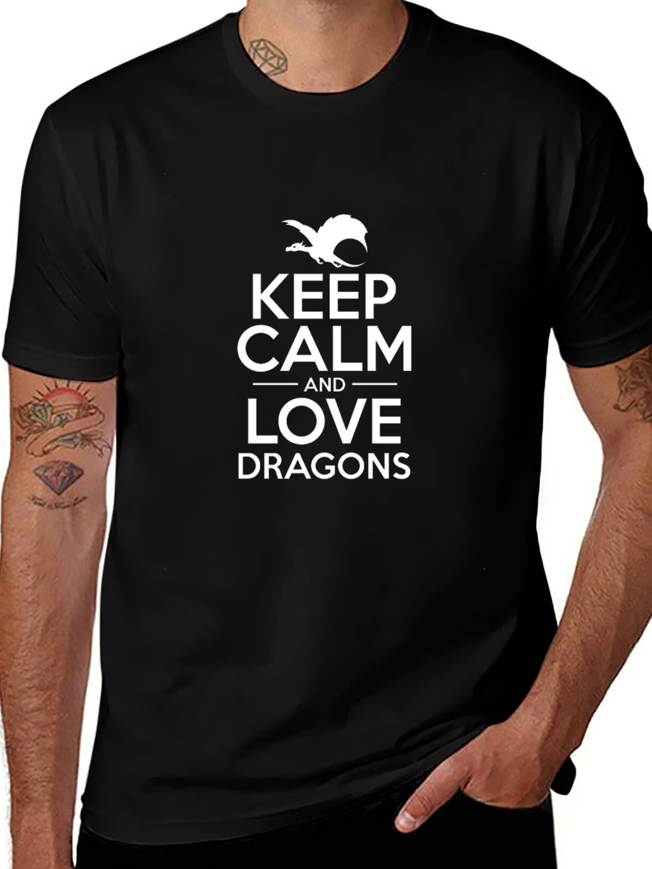 Keep Calm and Love Dragons Black T-Shirt