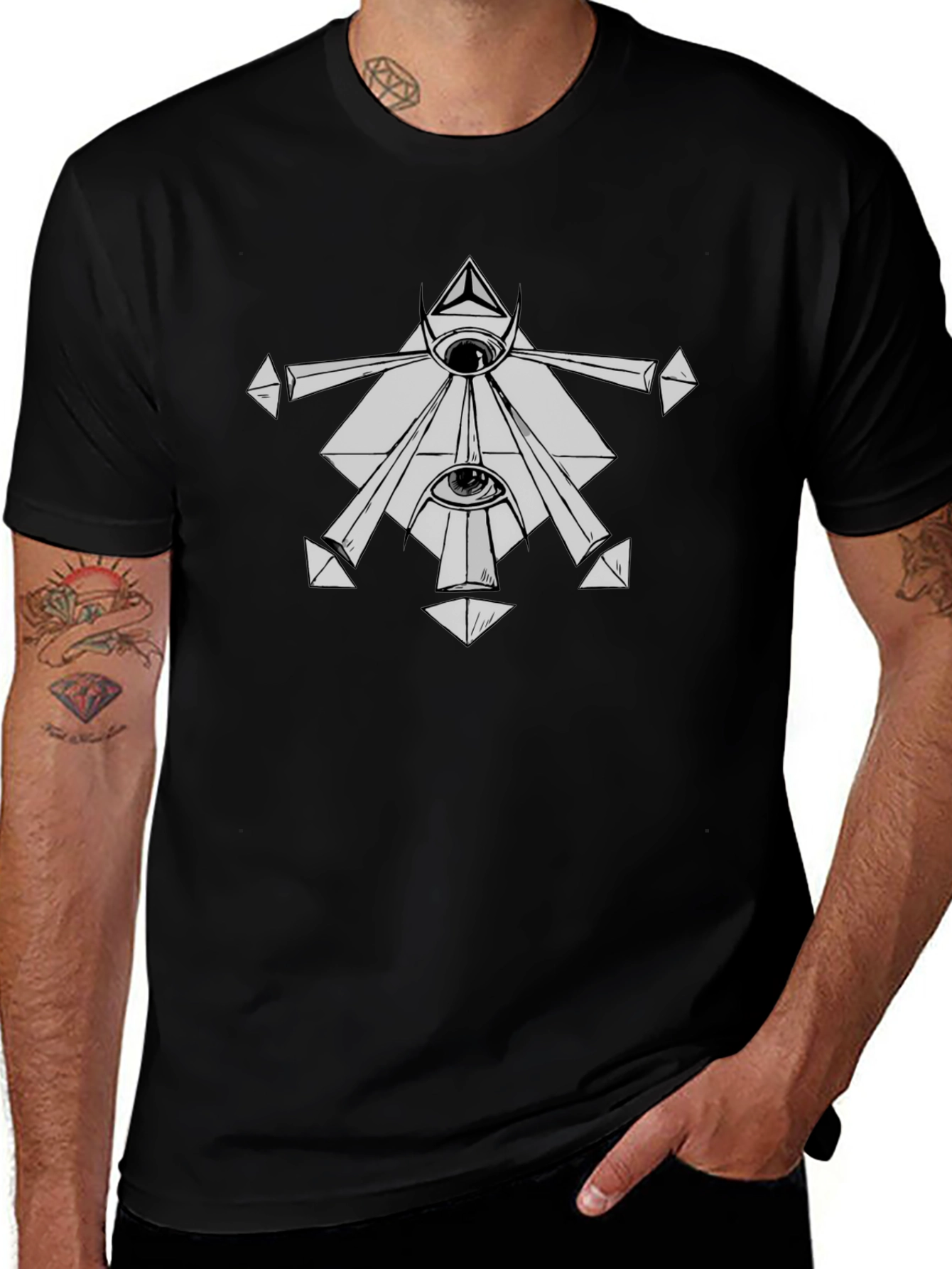 Occult Symbol Graphic Print Black T-Shirt