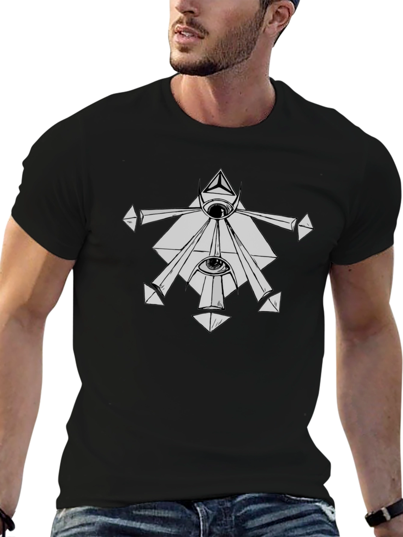 Occult Symbol Graphic Print Black T-Shirt