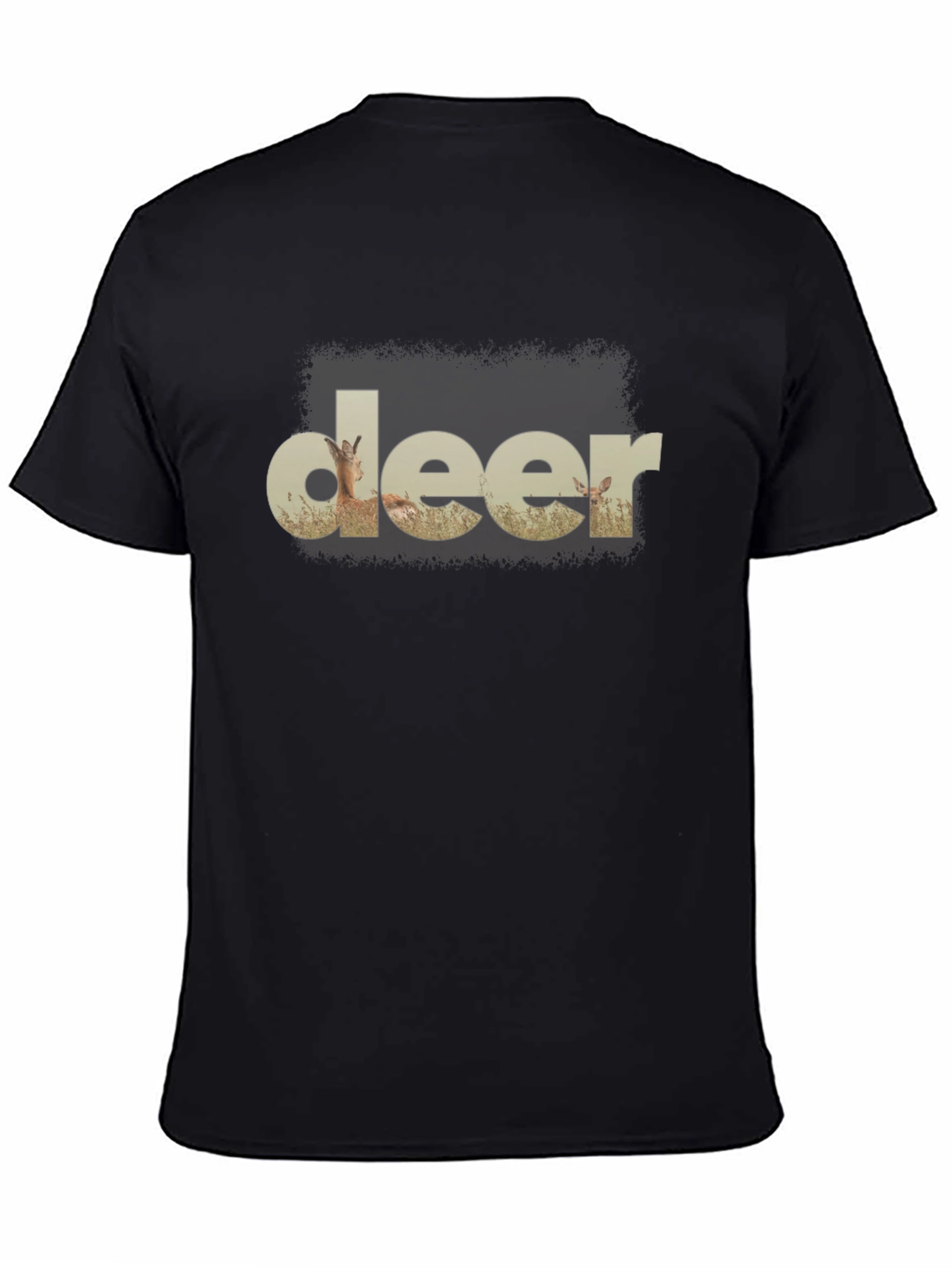 Deer Graphic Print Black T-Shirt
