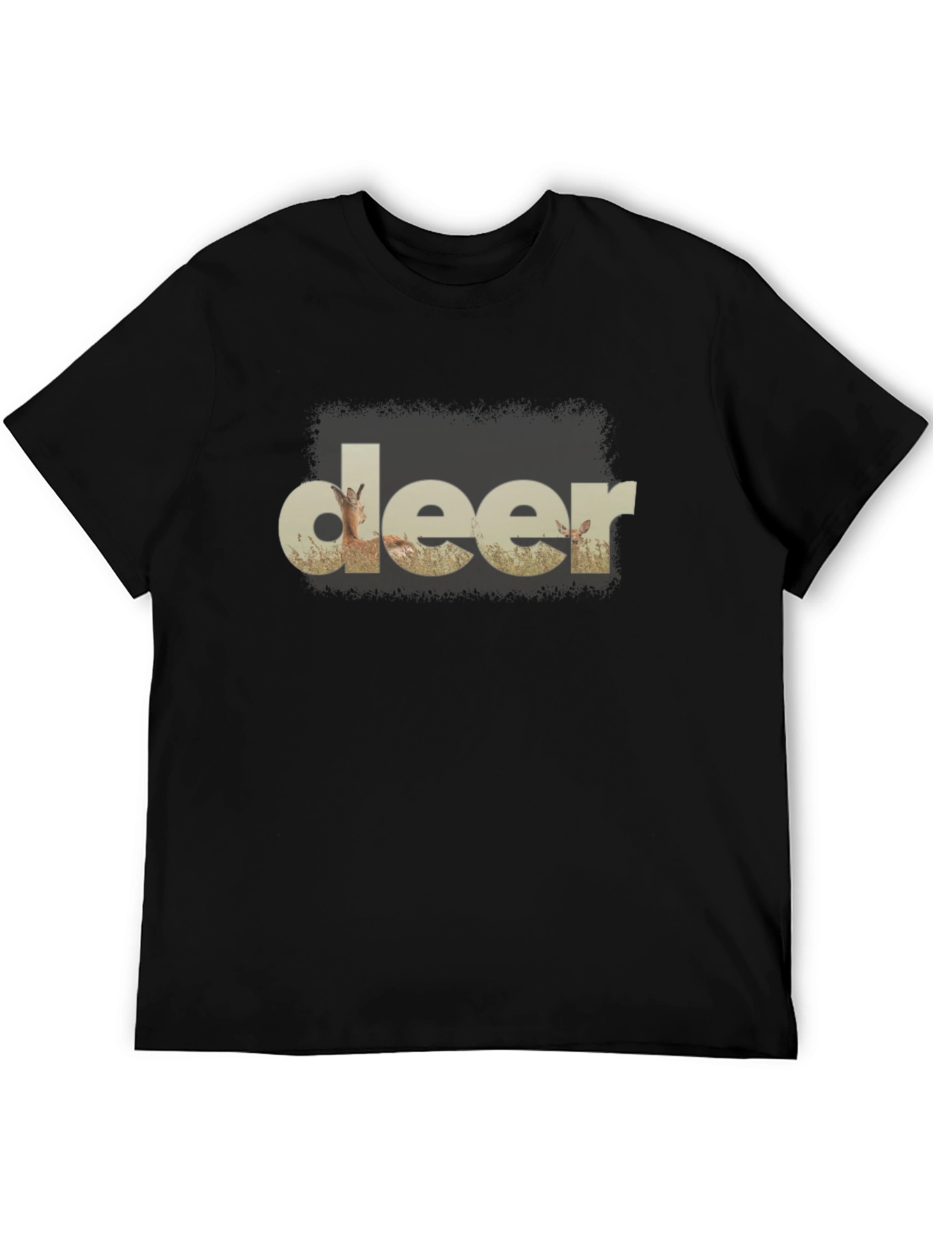 Deer Graphic Print Black T-Shirt