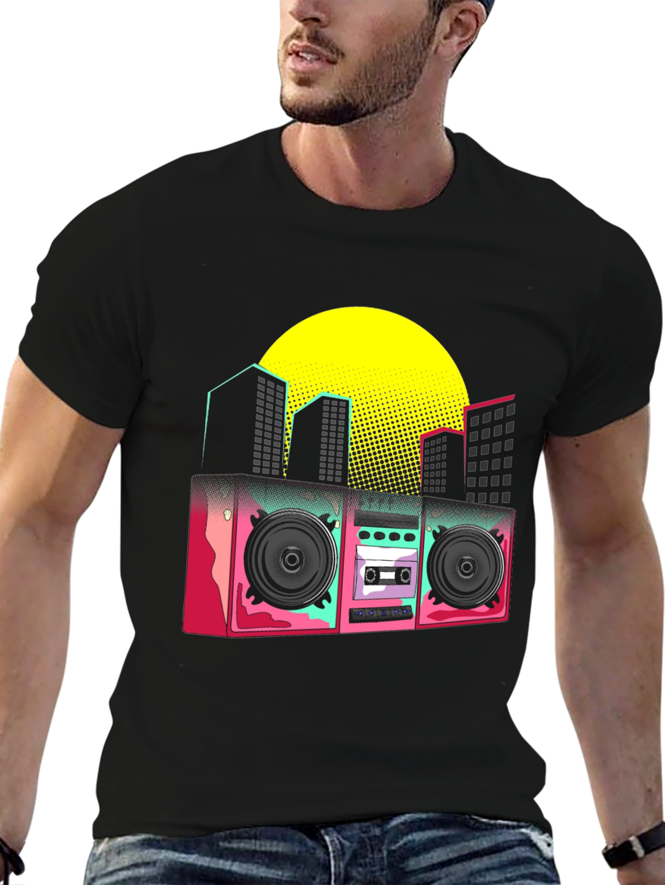 Retro Boombox Graphic T-Shirt