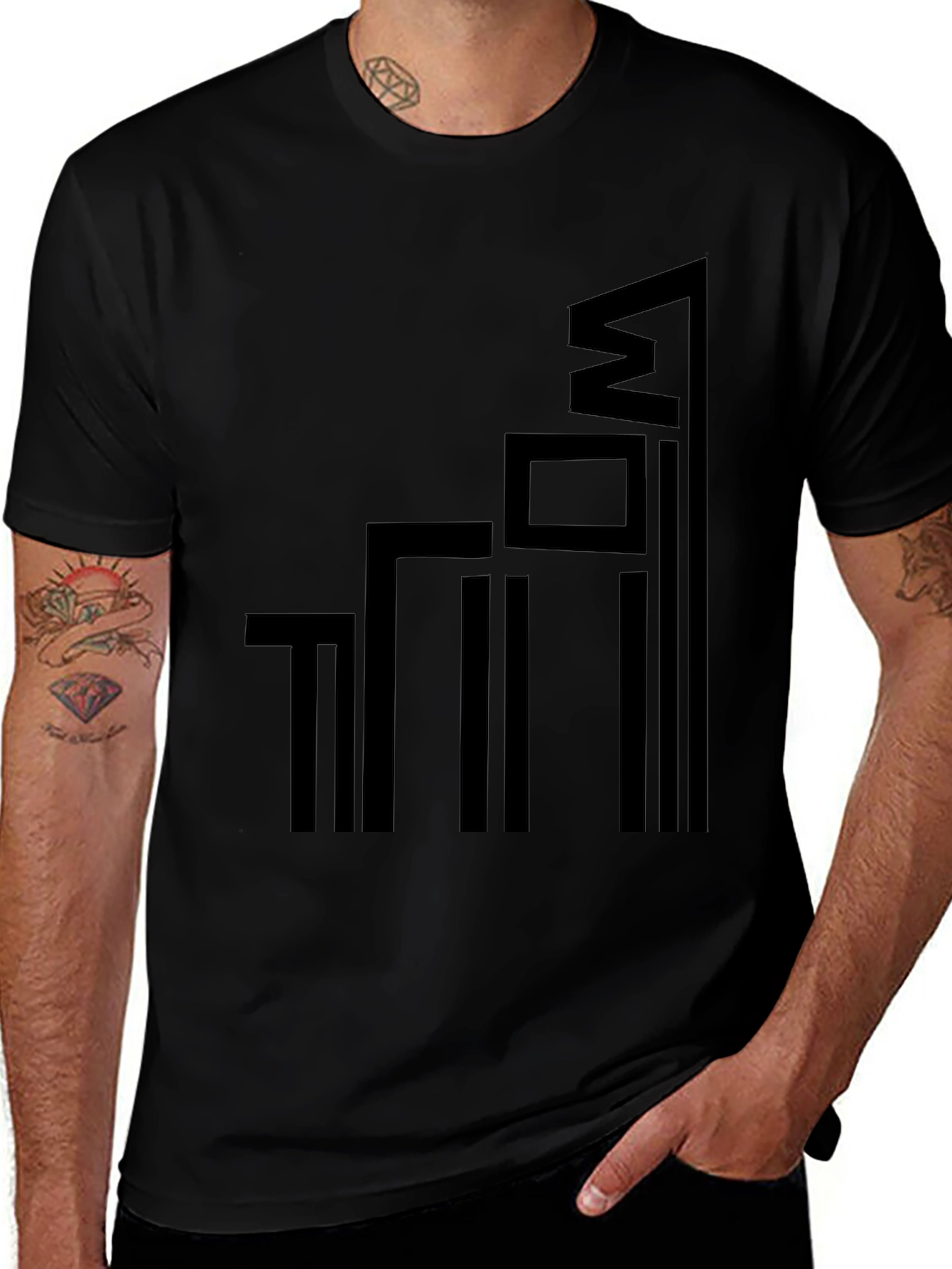 Modern Geometric Black Graphic Tee