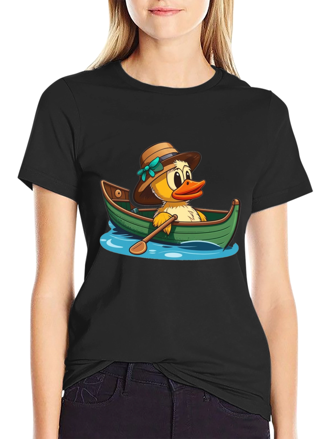 Duck in a Boat T-Shirt - Cartoon Style