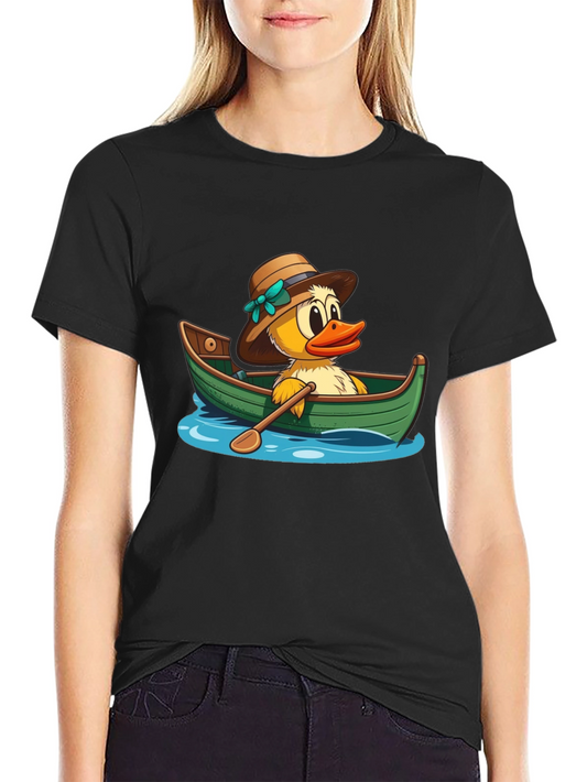 Duck in a Boat T-Shirt - Cartoon Style