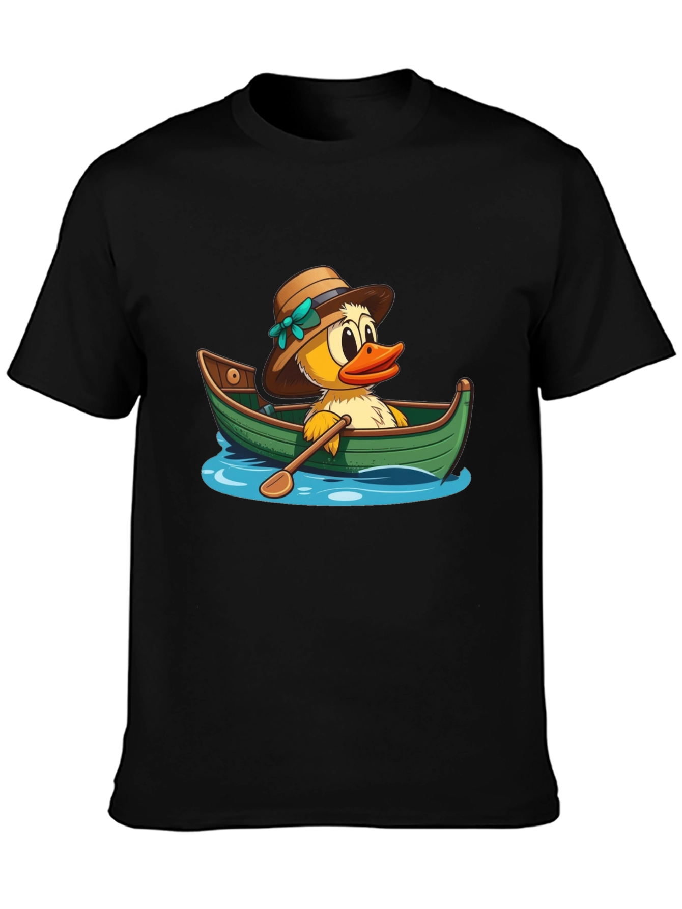 Duck in a Boat T-Shirt - Cartoon Style