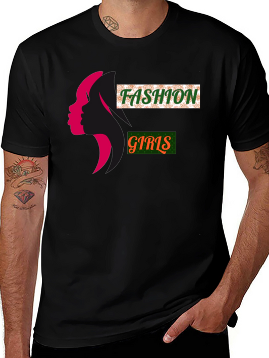 Fashion Girls Black Graphic Tee