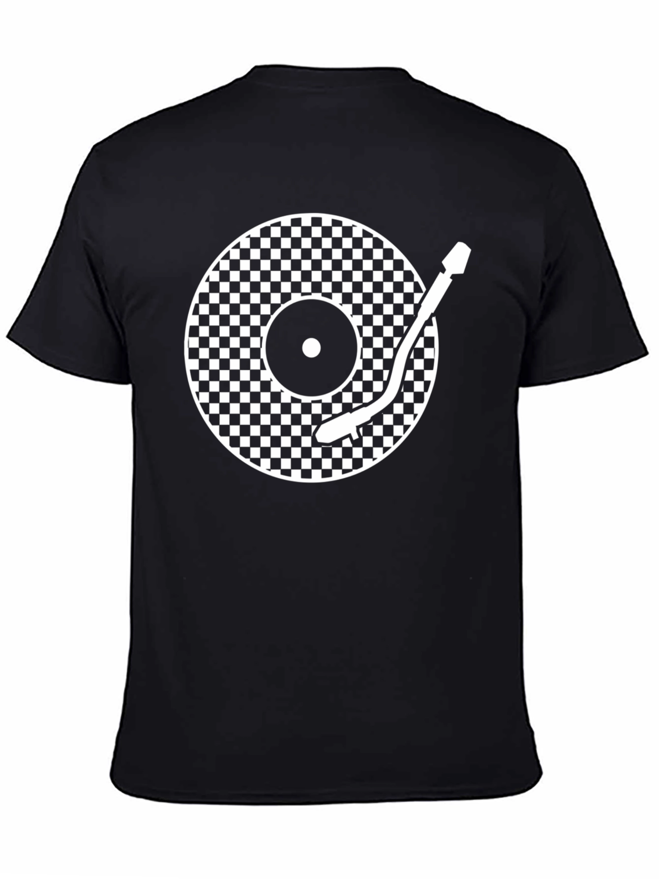 Retro Turntable Graphic Tee - Black Cotton Comfort