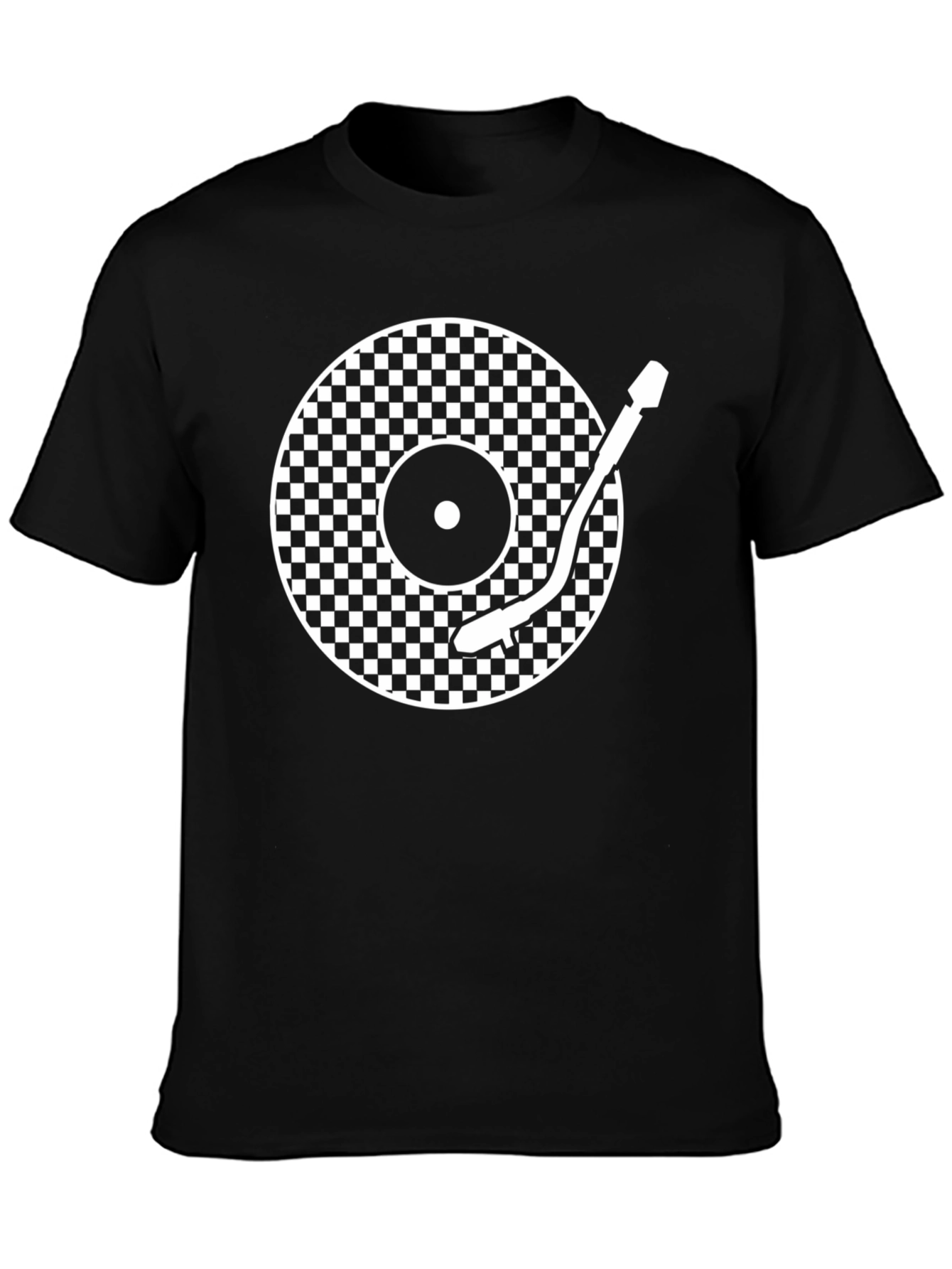 Retro Turntable Graphic Tee - Black Cotton Comfort