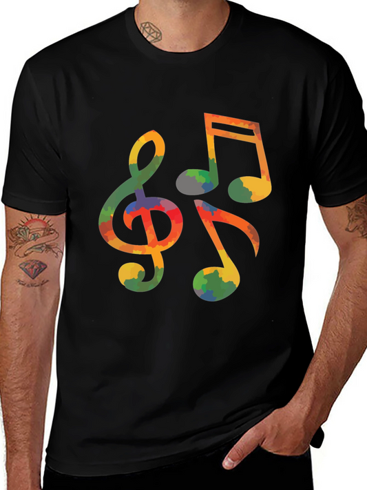 Colorful Music Note Graphic T-Shirt