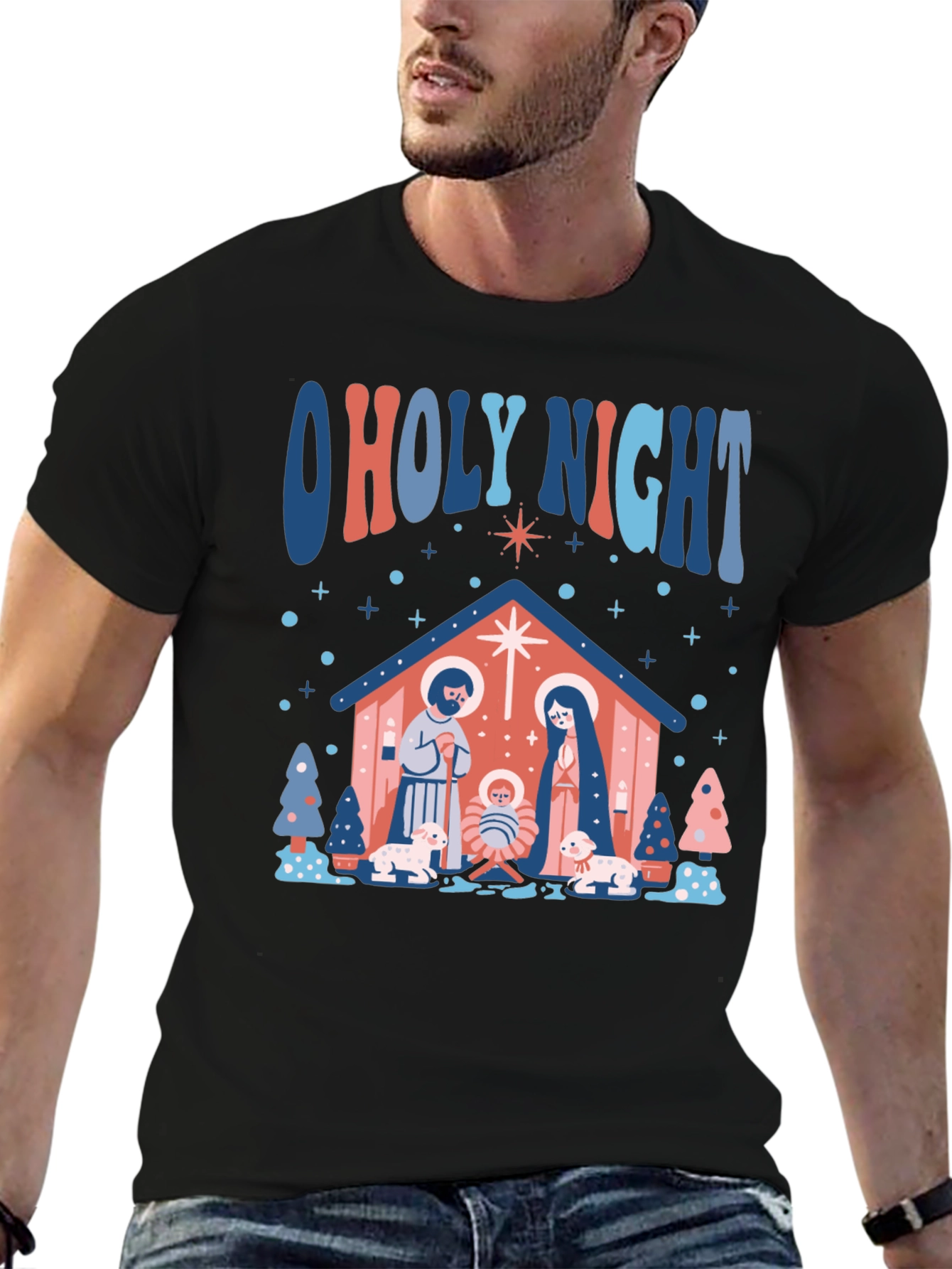 O Holy Night Nativity Scene Graphic T-Shirt