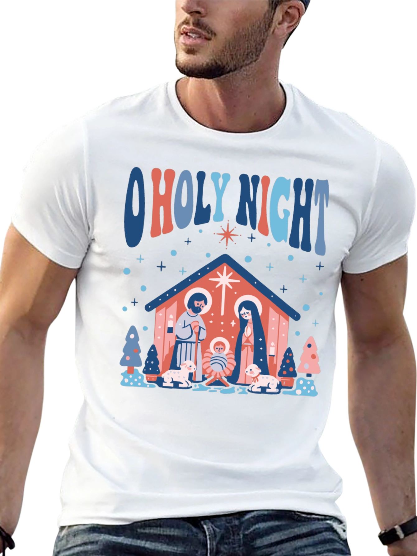 O Holy Night Nativity Scene Graphic T-Shirt