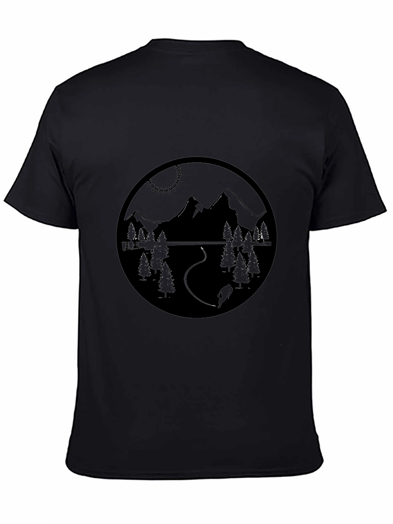 Nature Scene Graphic Tee - Black Mountain Adventure Shirt