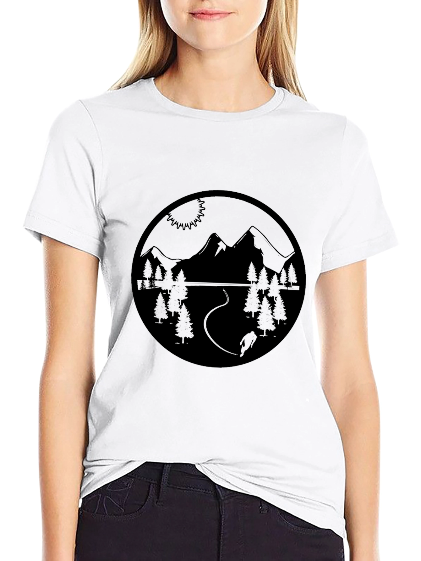 Nature Scene Graphic Tee - Black Mountain Adventure Shirt