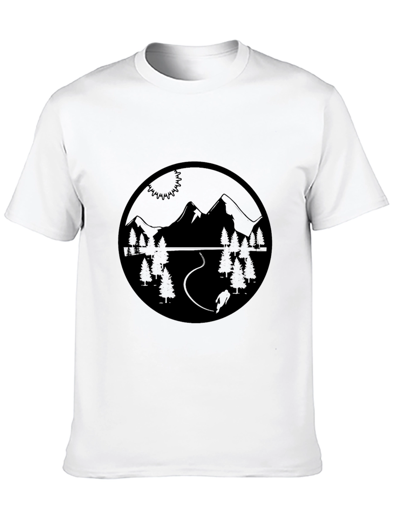 Nature Scene Graphic Tee - Black Mountain Adventure Shirt