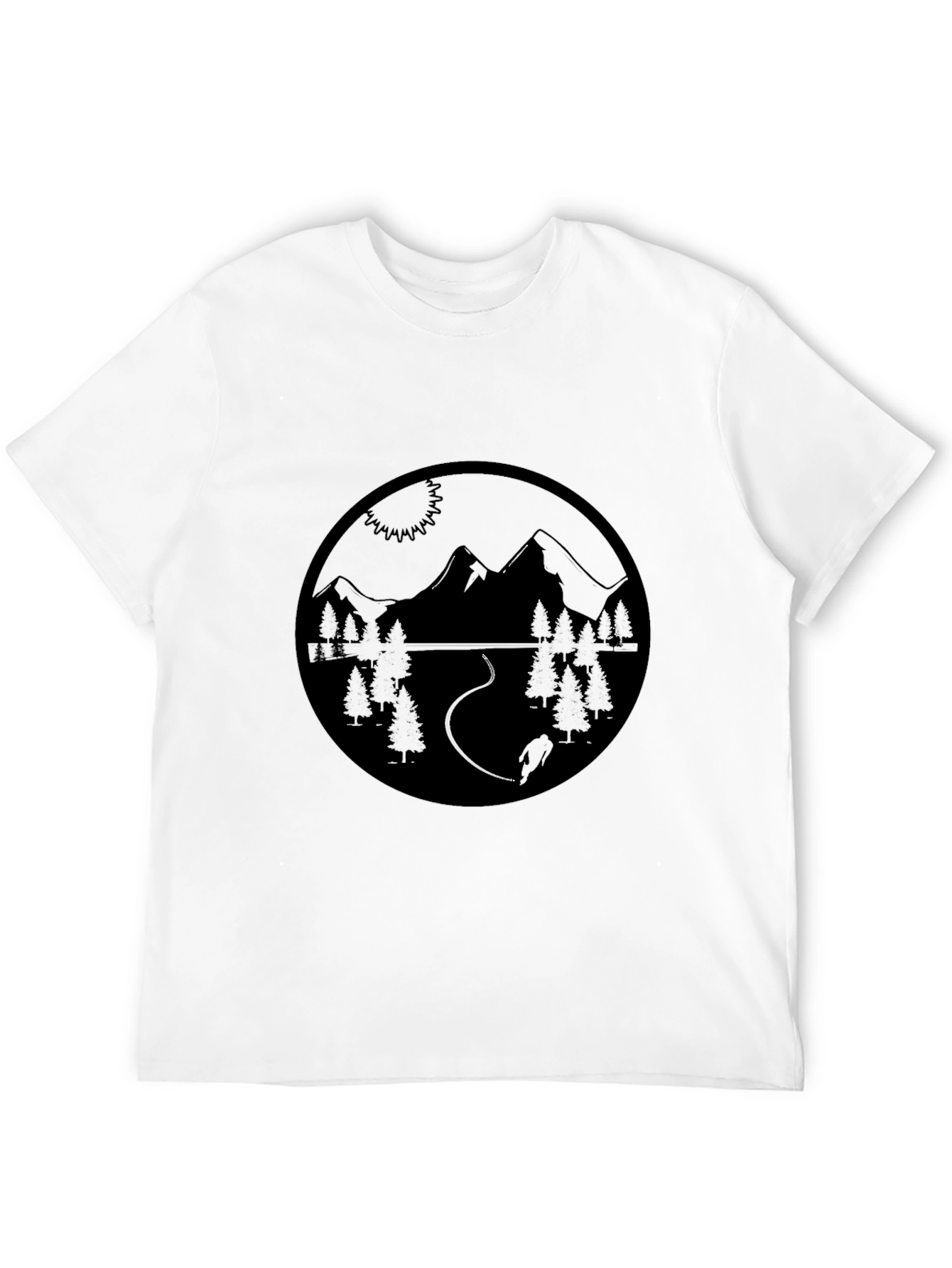Nature Scene Graphic Tee - Black Mountain Adventure Shirt