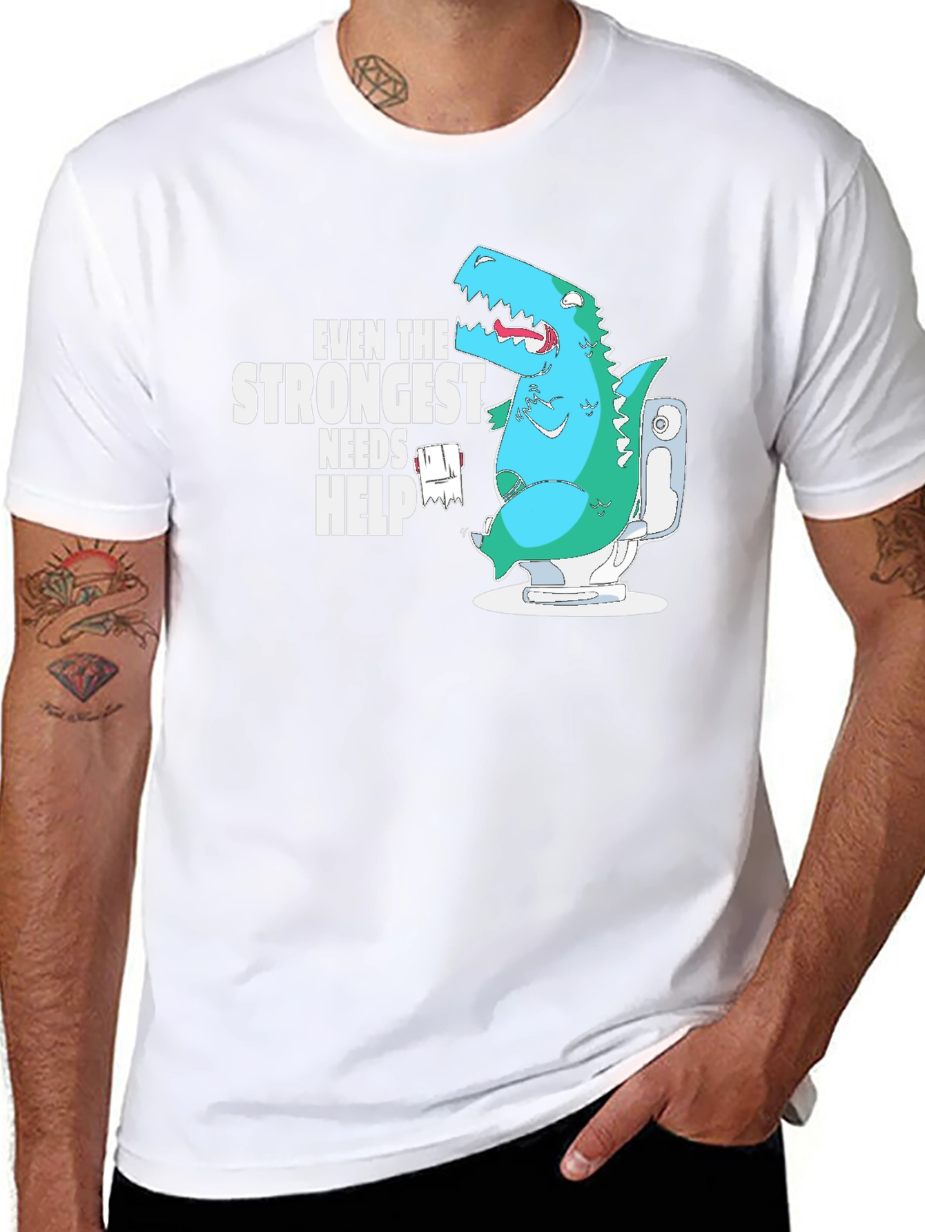 Dino Needs Help Funny T-Shirt
