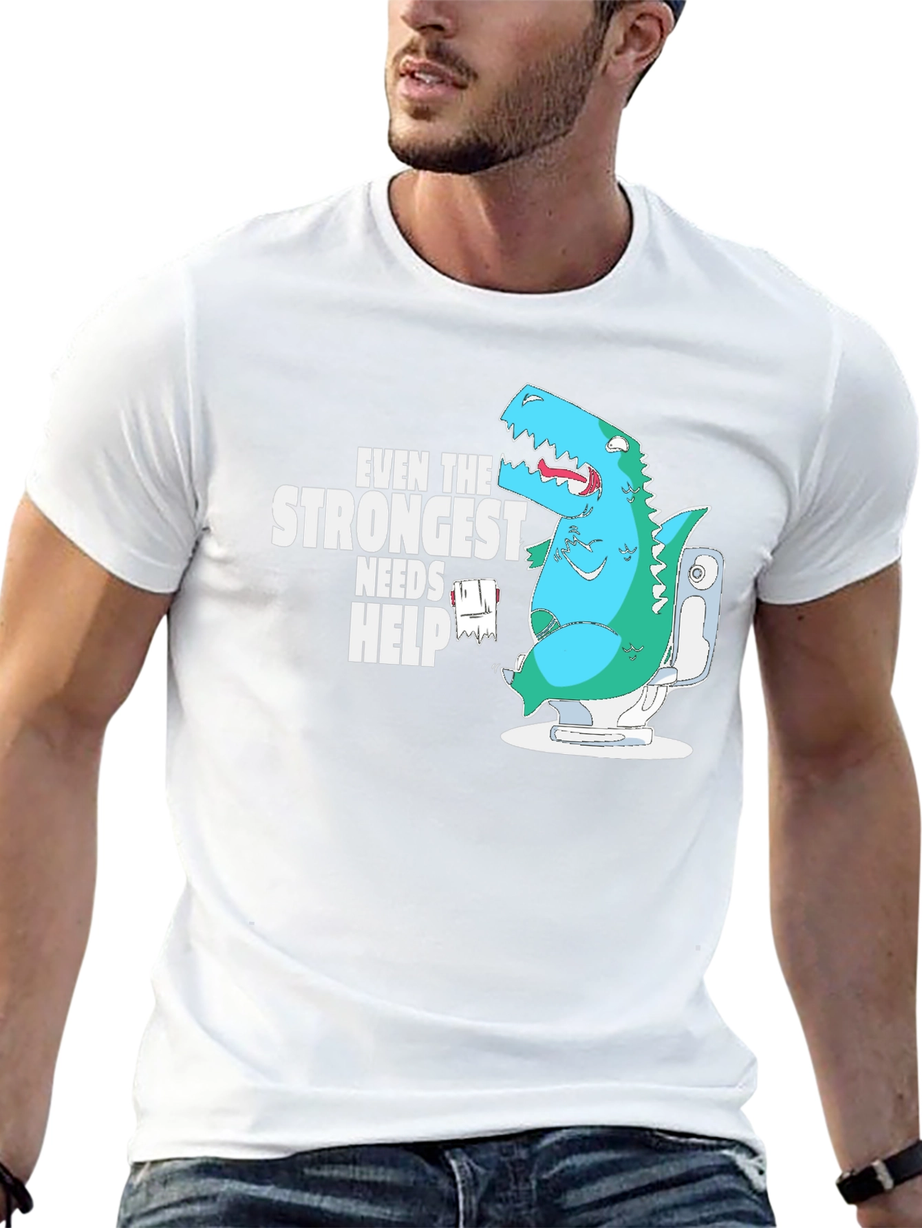 Dino Needs Help Funny T-Shirt