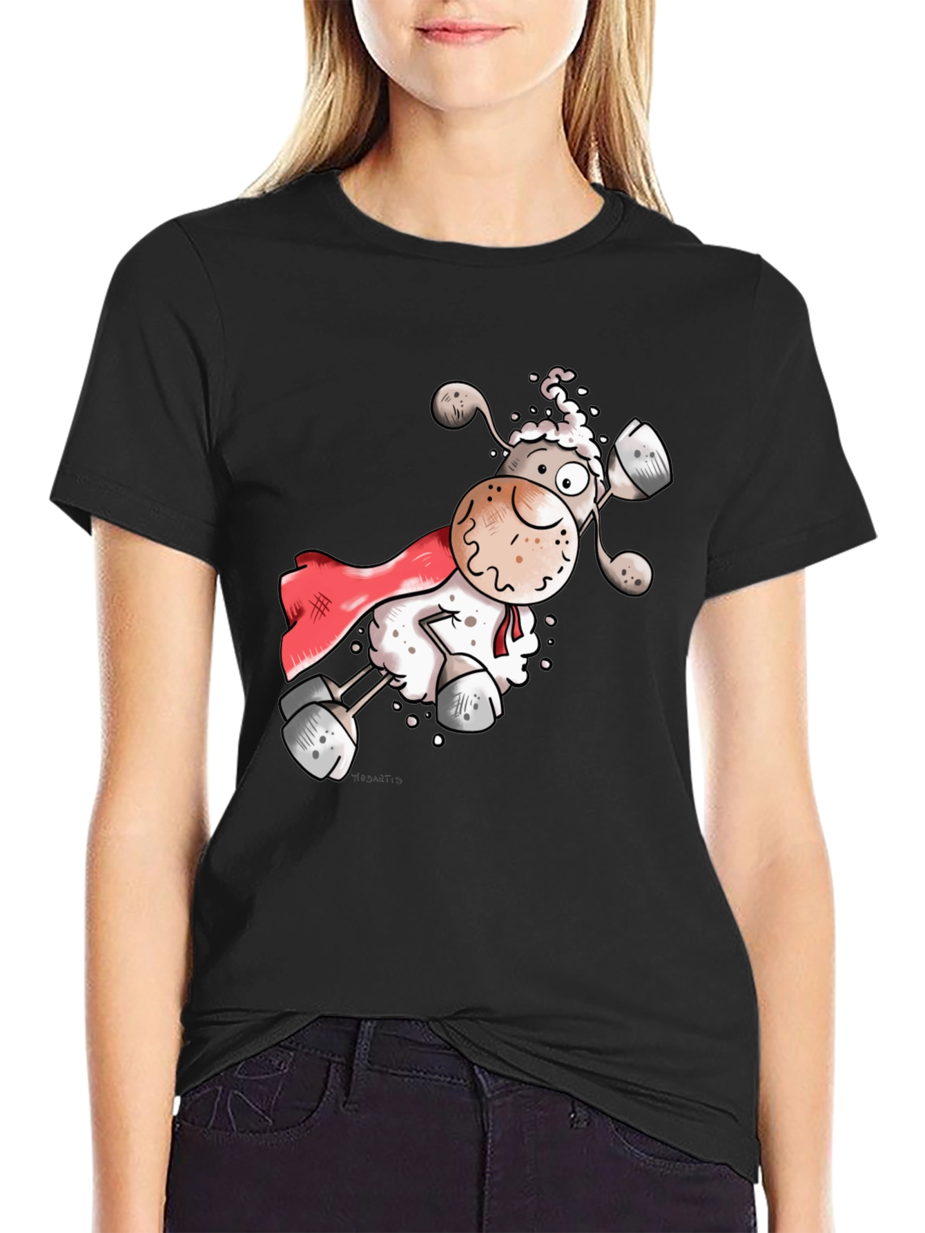 Super Sheep T-Shirt - Black Cotton