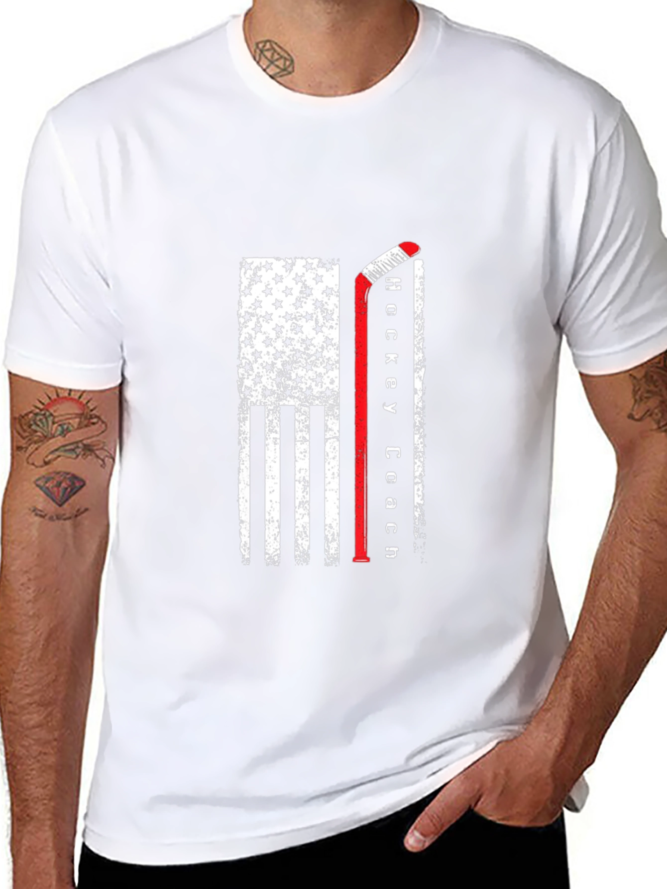 Hockey Coach Flag T-Shirt - Patriotic Hockey Tee