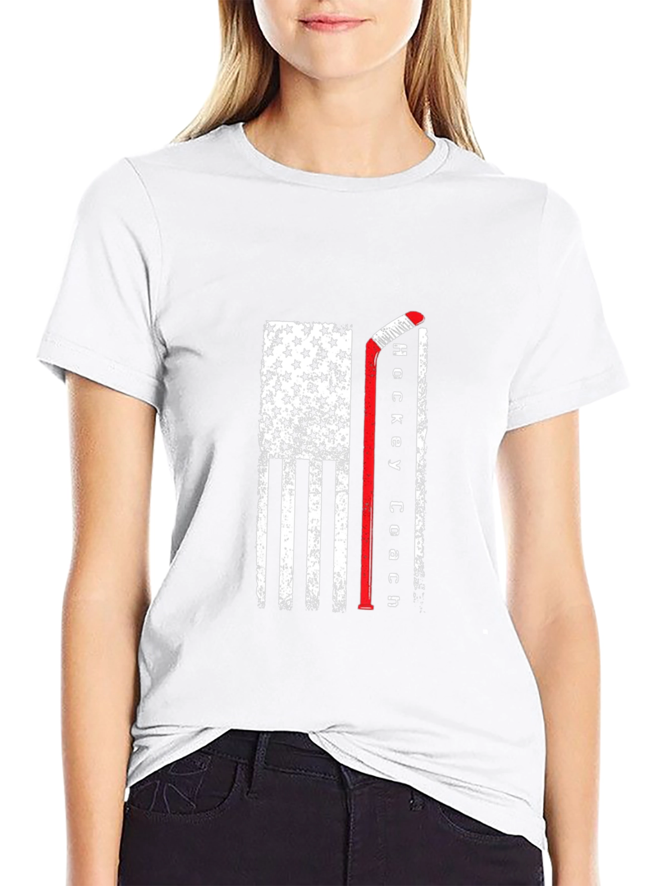 Hockey Coach Flag T-Shirt - Patriotic Hockey Tee