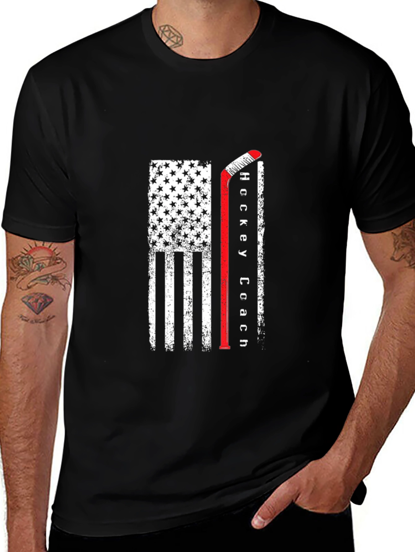 Hockey Coach Flag T-Shirt - Patriotic Hockey Tee