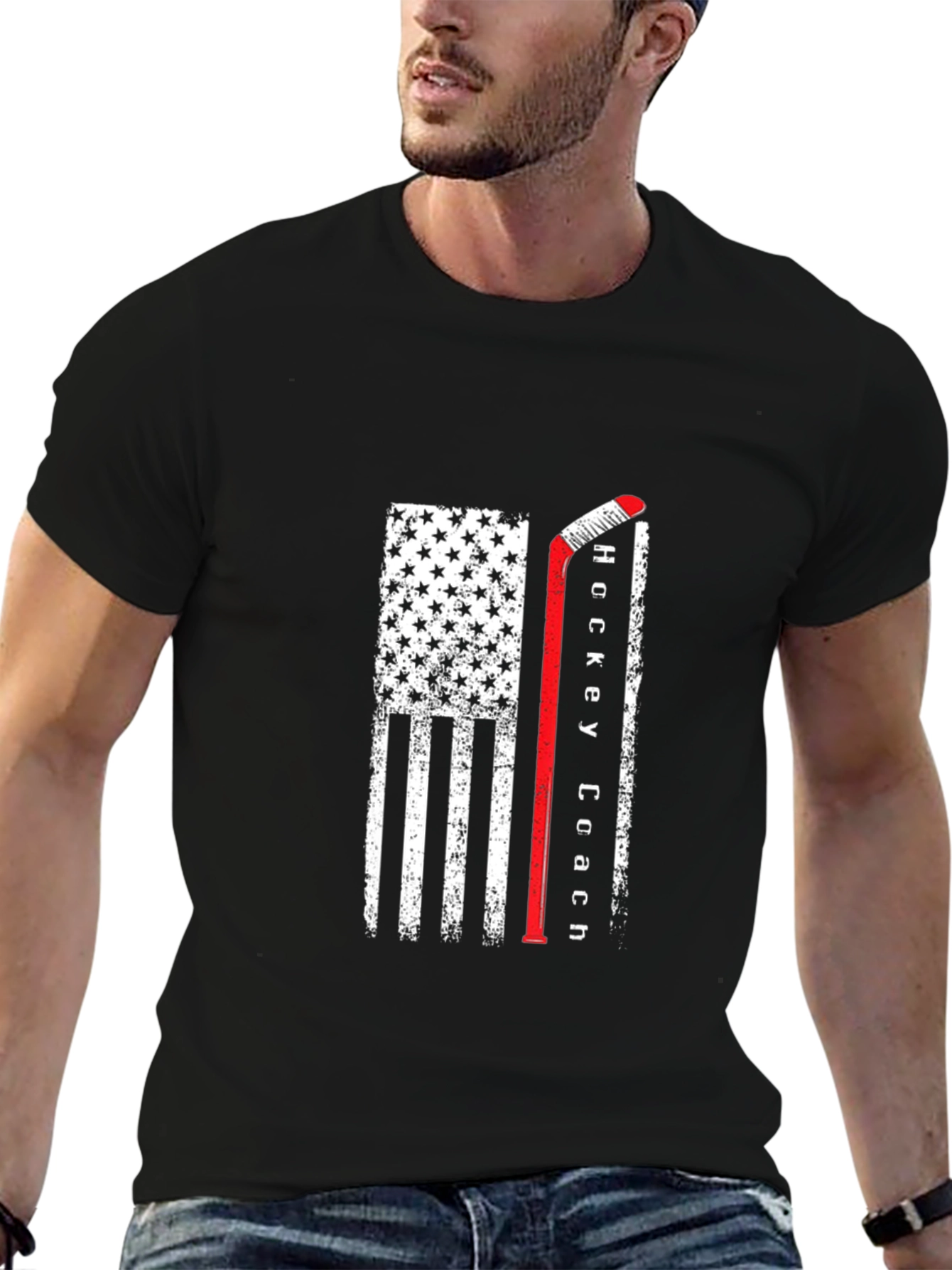 Hockey Coach Flag T-Shirt - Patriotic Hockey Tee