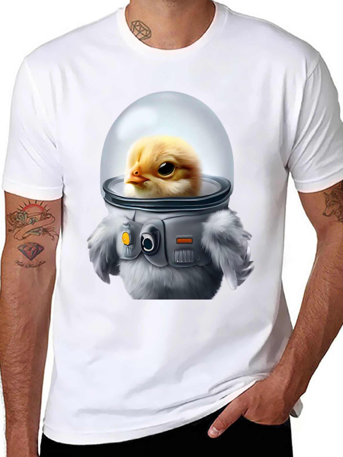 Chick in Space Suit Graphic T-Shirt