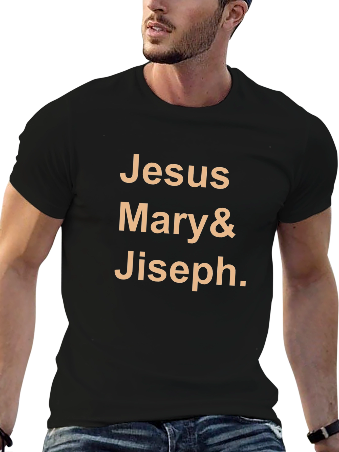 Jesus Mary & Jiseph Graphic Tee - Black