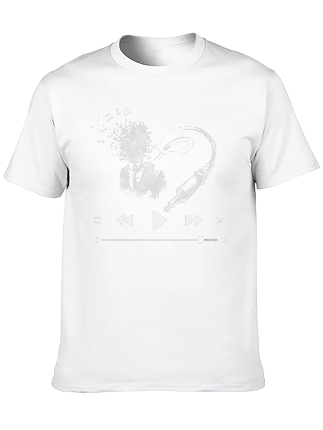 Music Player Graphic Tee - Black Cotton T-Shirt