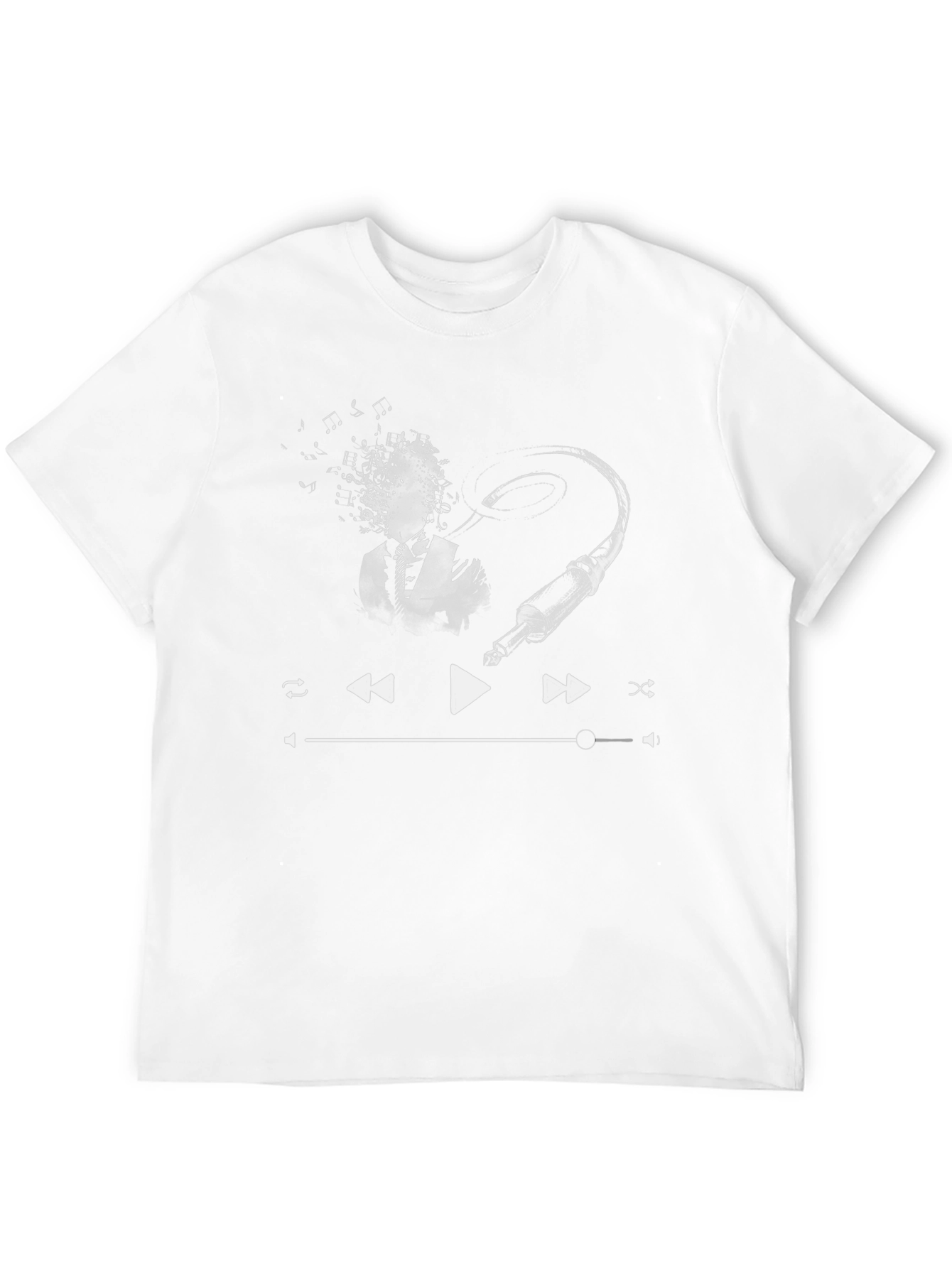 Music Player Graphic Tee - Black Cotton T-Shirt