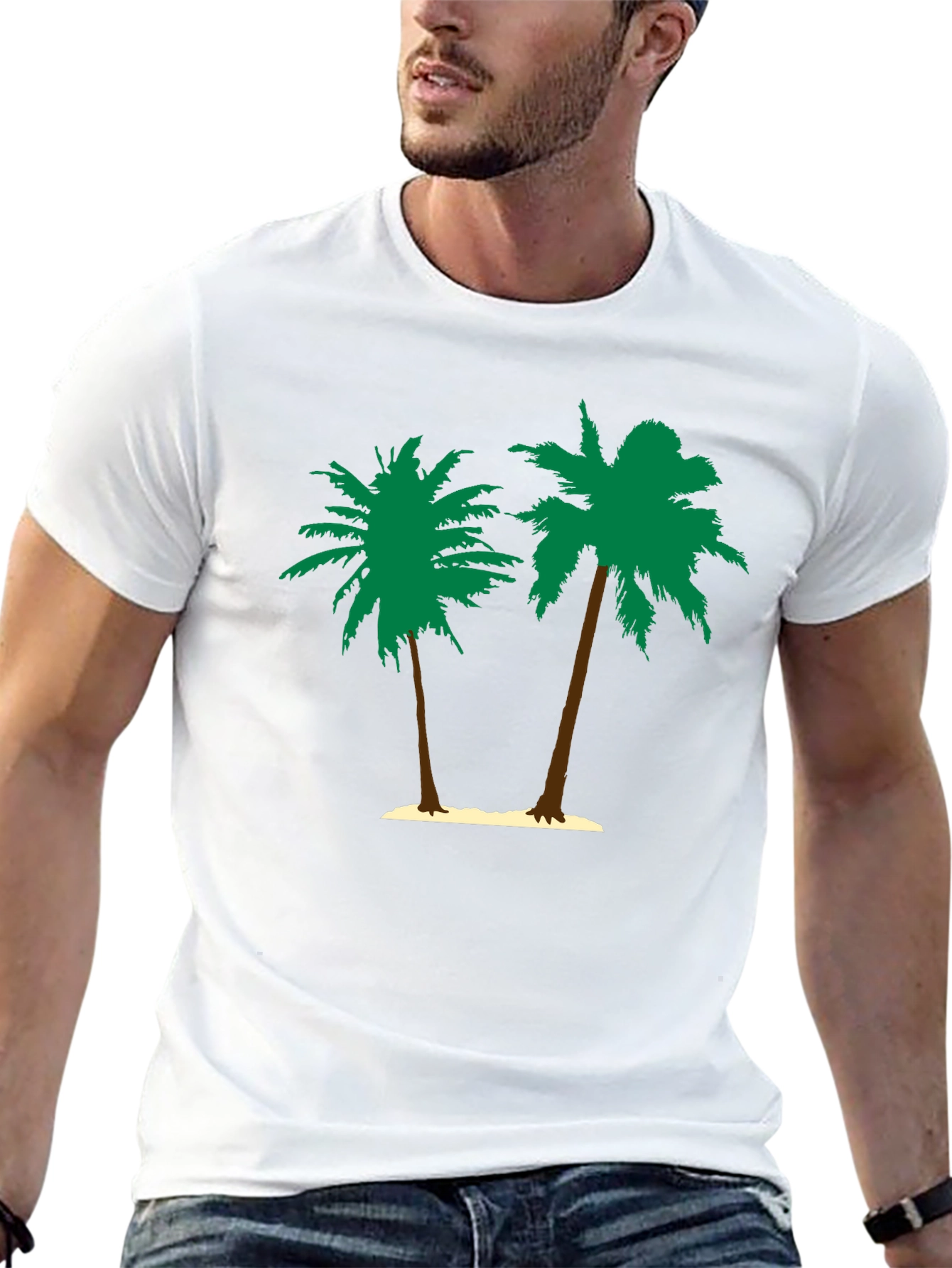 Tropical Palm Tree Graphic Tee - Black