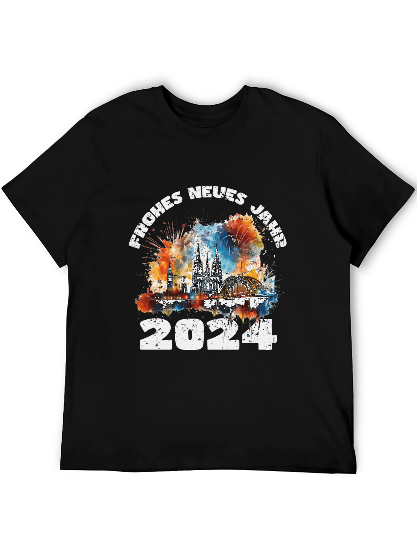 Frohes Neues Jahr 2024 Black T-Shirt