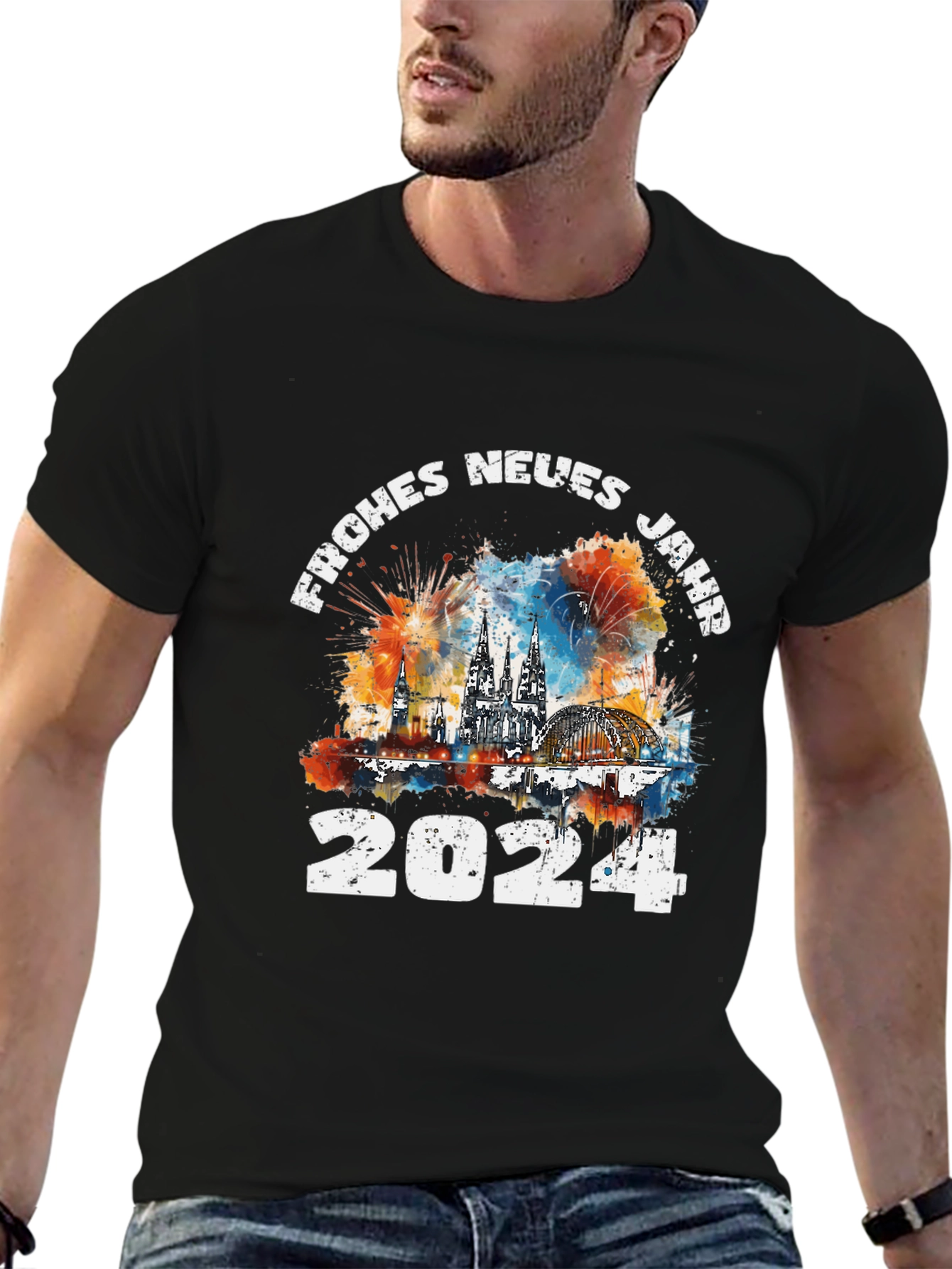 Frohes Neues Jahr 2024 Black T-Shirt