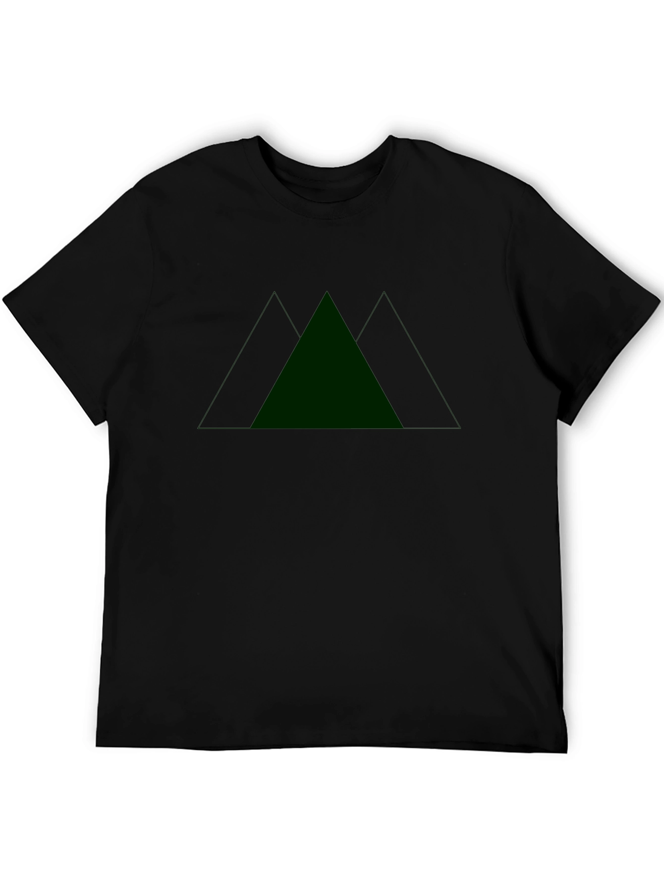 Black T-Shirt with Green Mountain Design