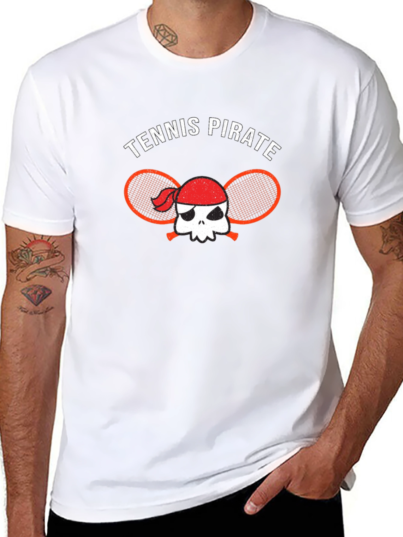 Tennis Pirate Graphic T-Shirt - Black