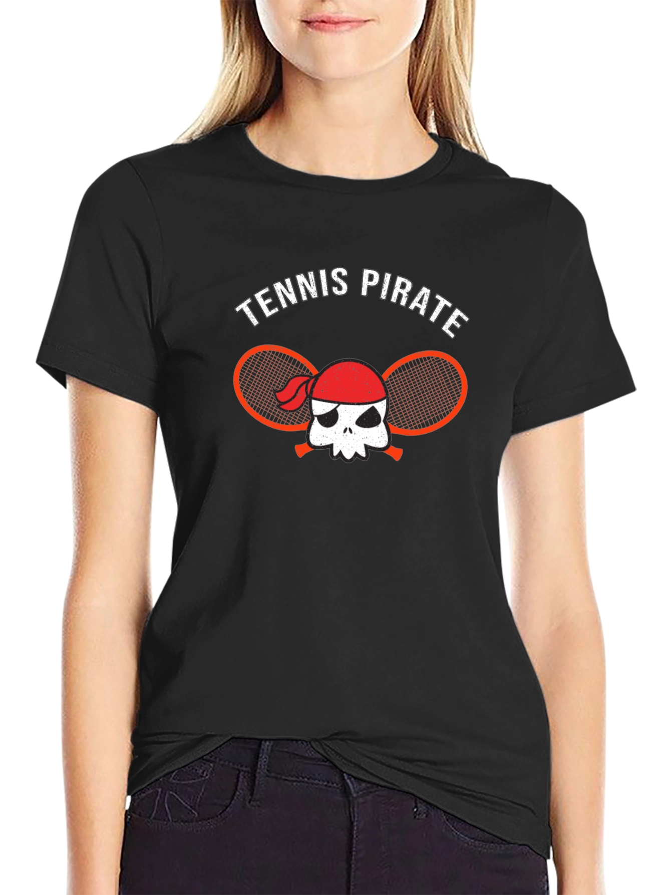 Tennis Pirate Graphic T-Shirt - Black
