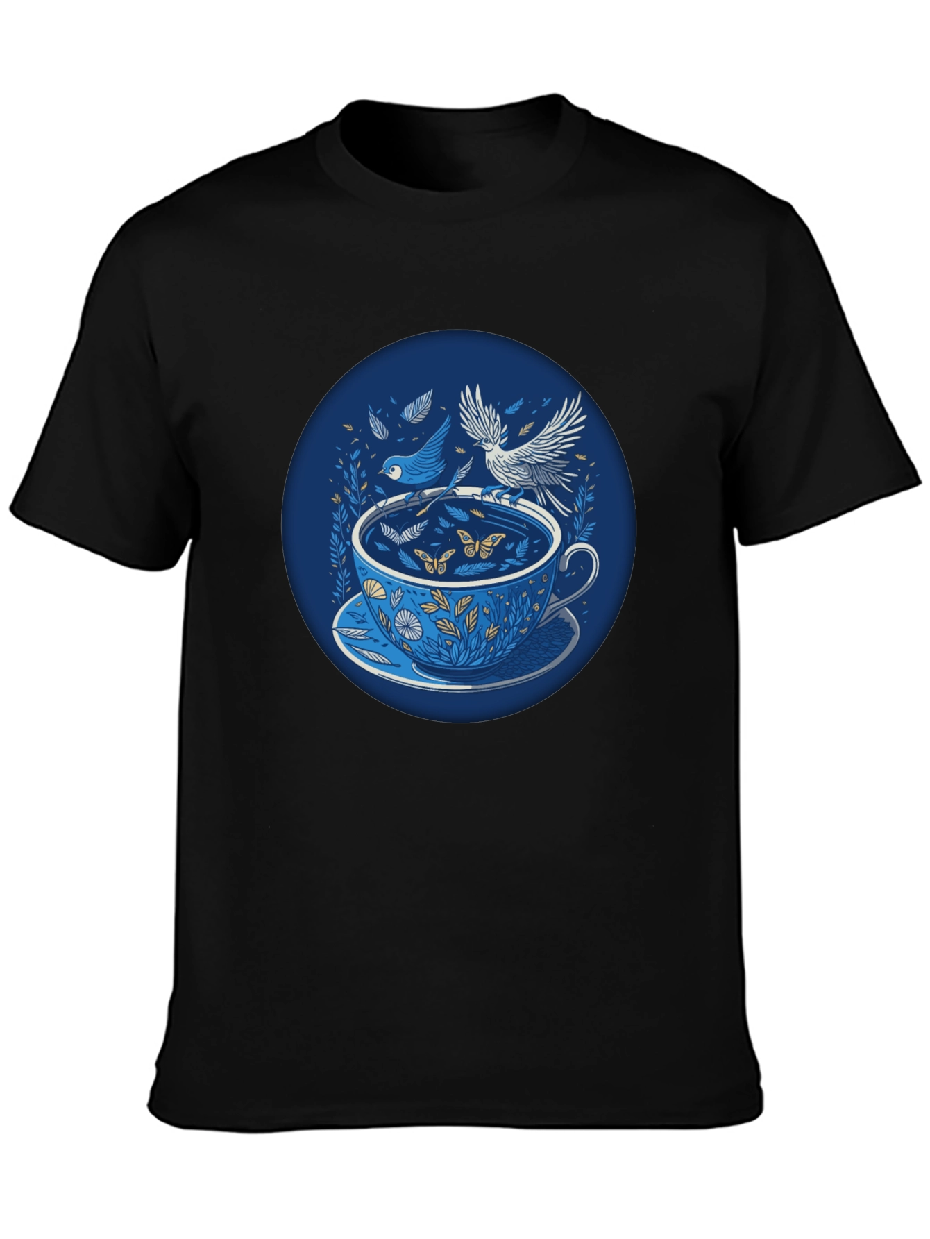 Whimsical Tea Cup Bird T-Shirt
