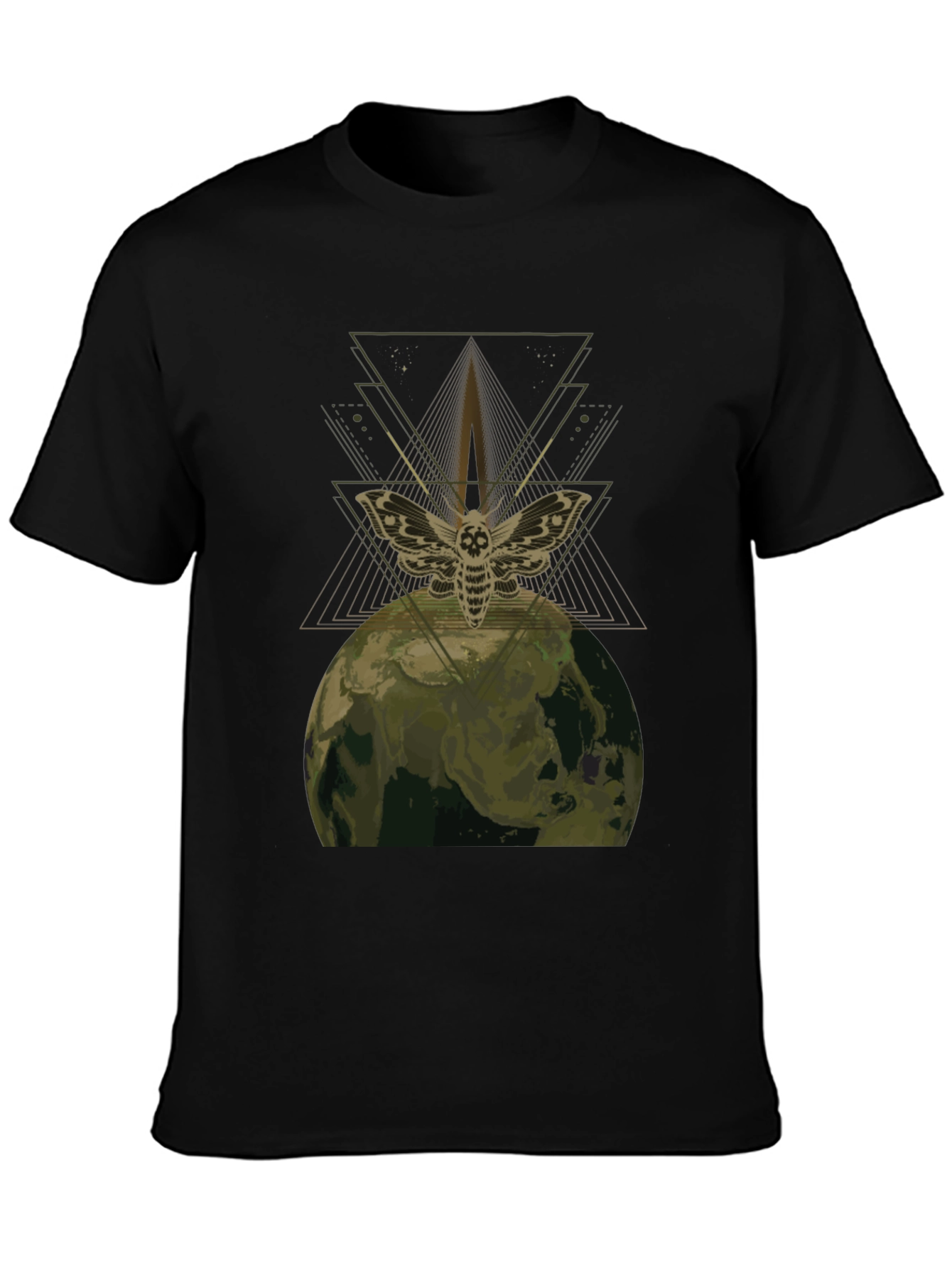 Moth Earth Graphic Tee - Unique Dark Aesthetic
