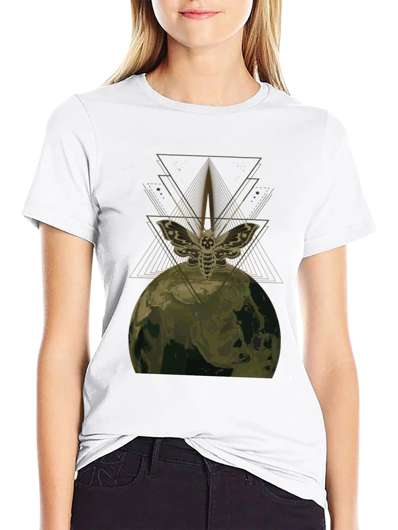 Moth Earth Graphic Tee - Unique Dark Aesthetic