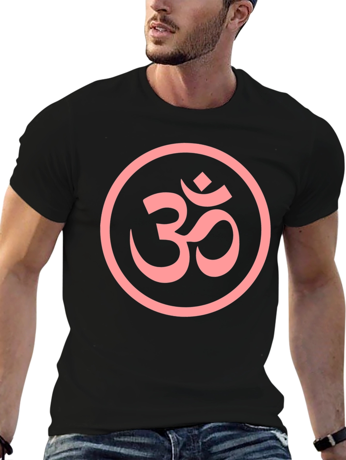 Om Symbol Graphic Tee - Spiritual Black Cotton T-Shirt