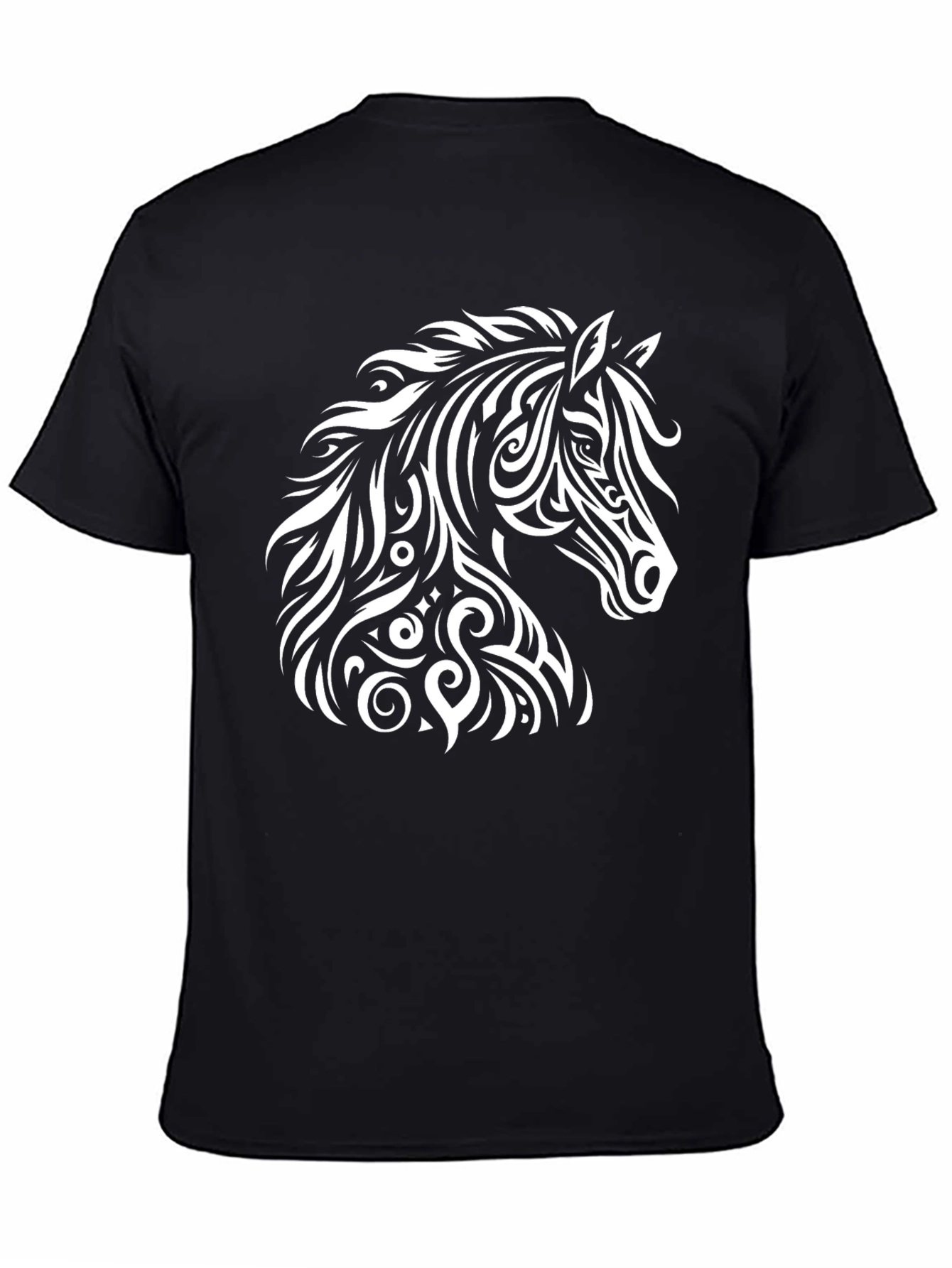 Tribal Horse Graphic Tee - Stylish Black T-Shirt