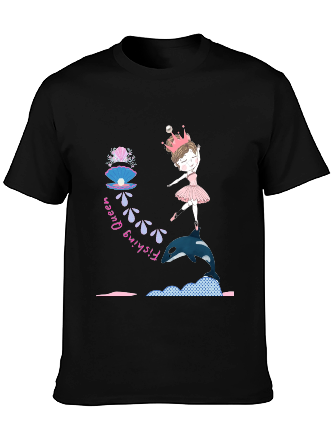 Fishing Queen T-Shirt: Ballerina & Orca Design