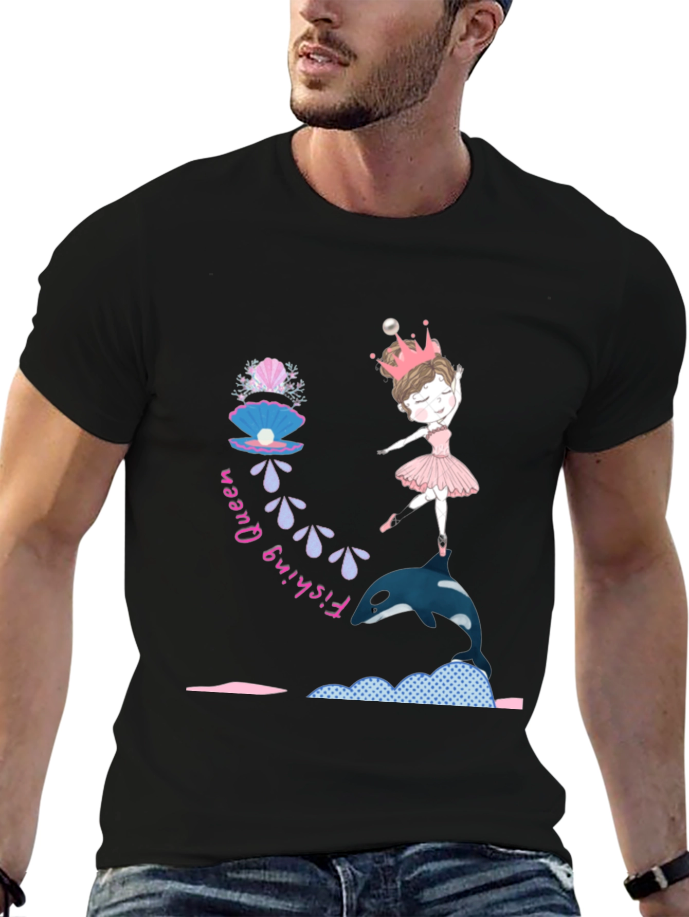 Fishing Queen T-Shirt: Ballerina & Orca Design