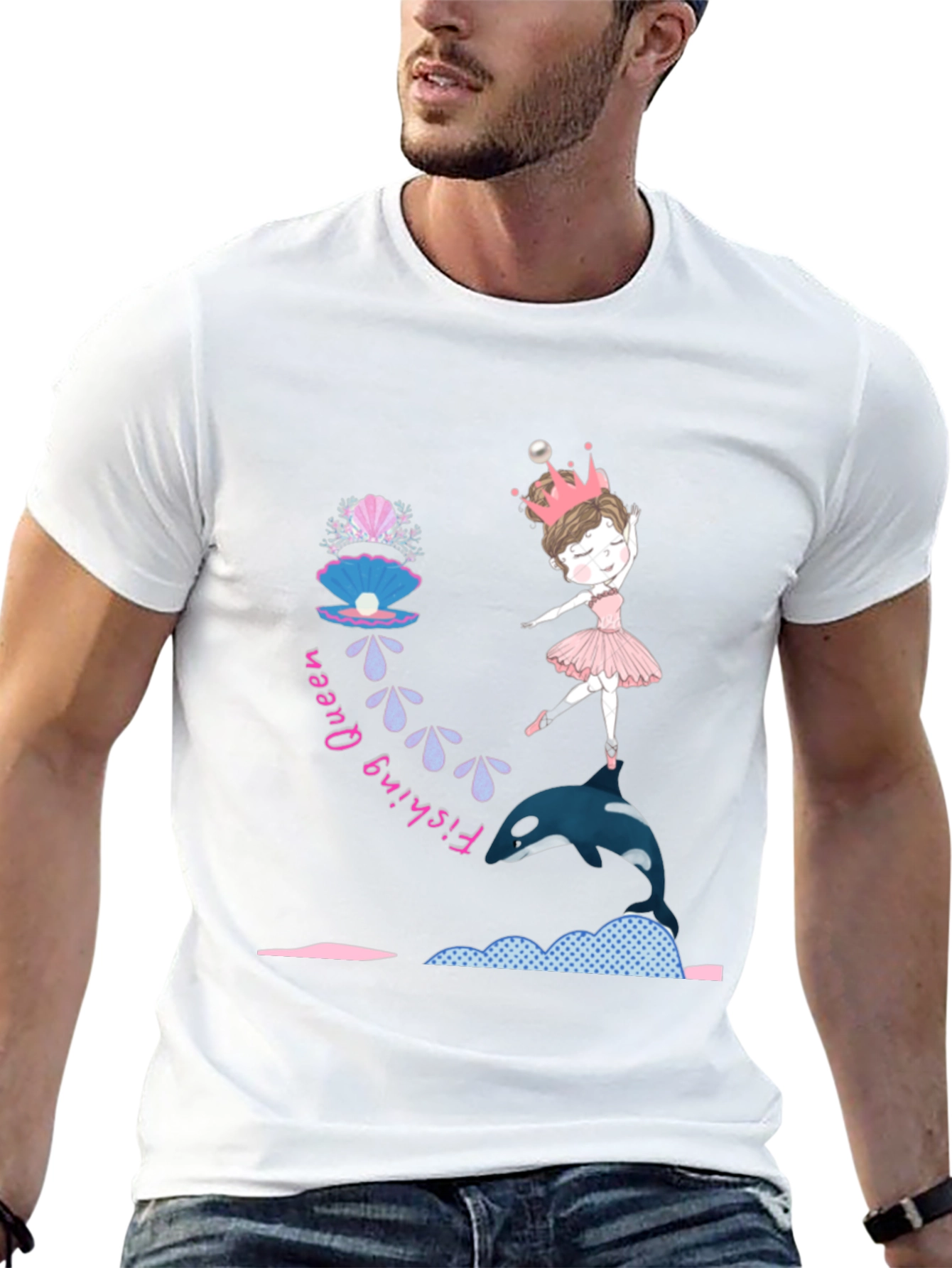 Fishing Queen T-Shirt: Ballerina & Orca Design