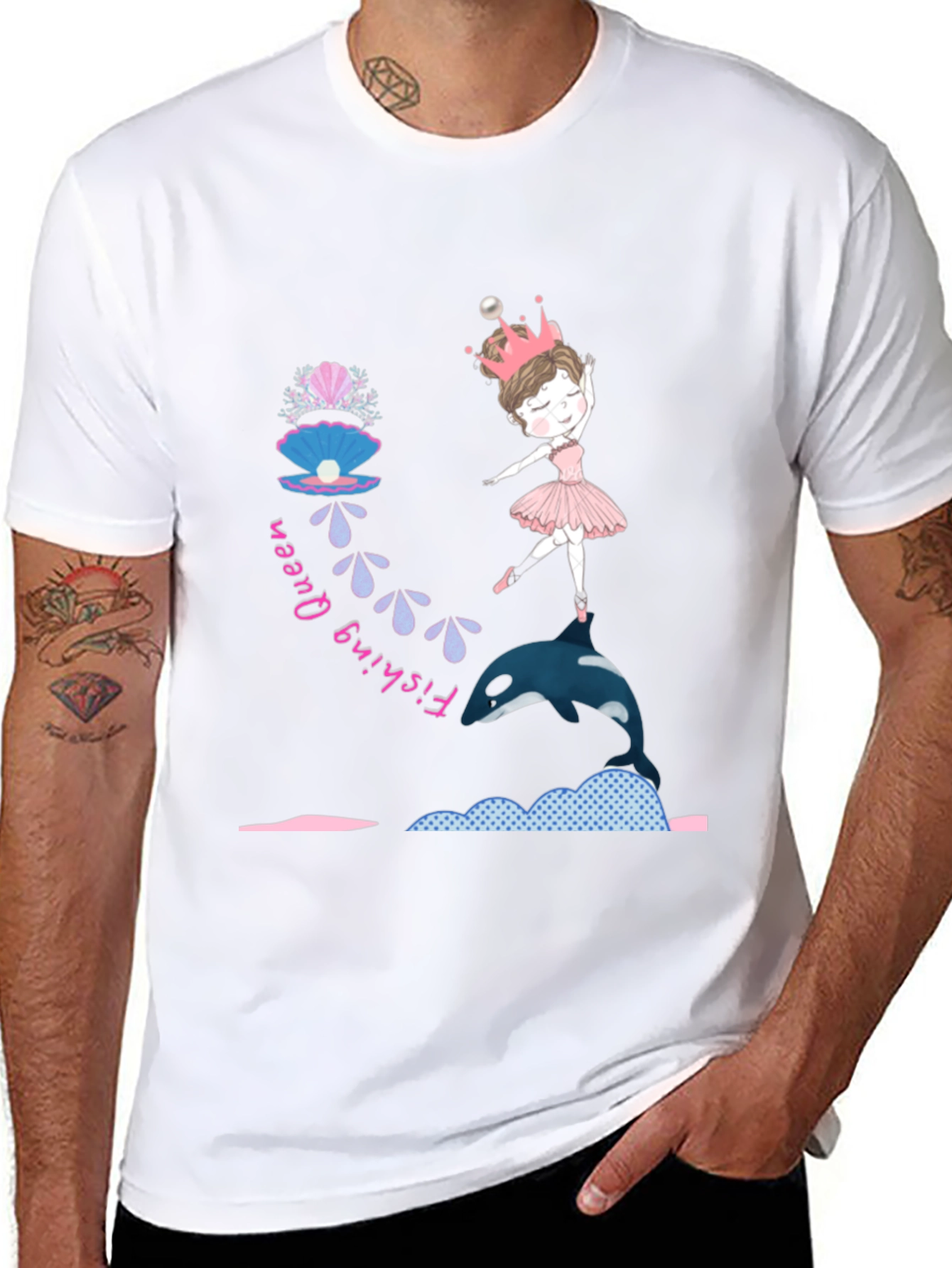 Fishing Queen T-Shirt: Ballerina & Orca Design