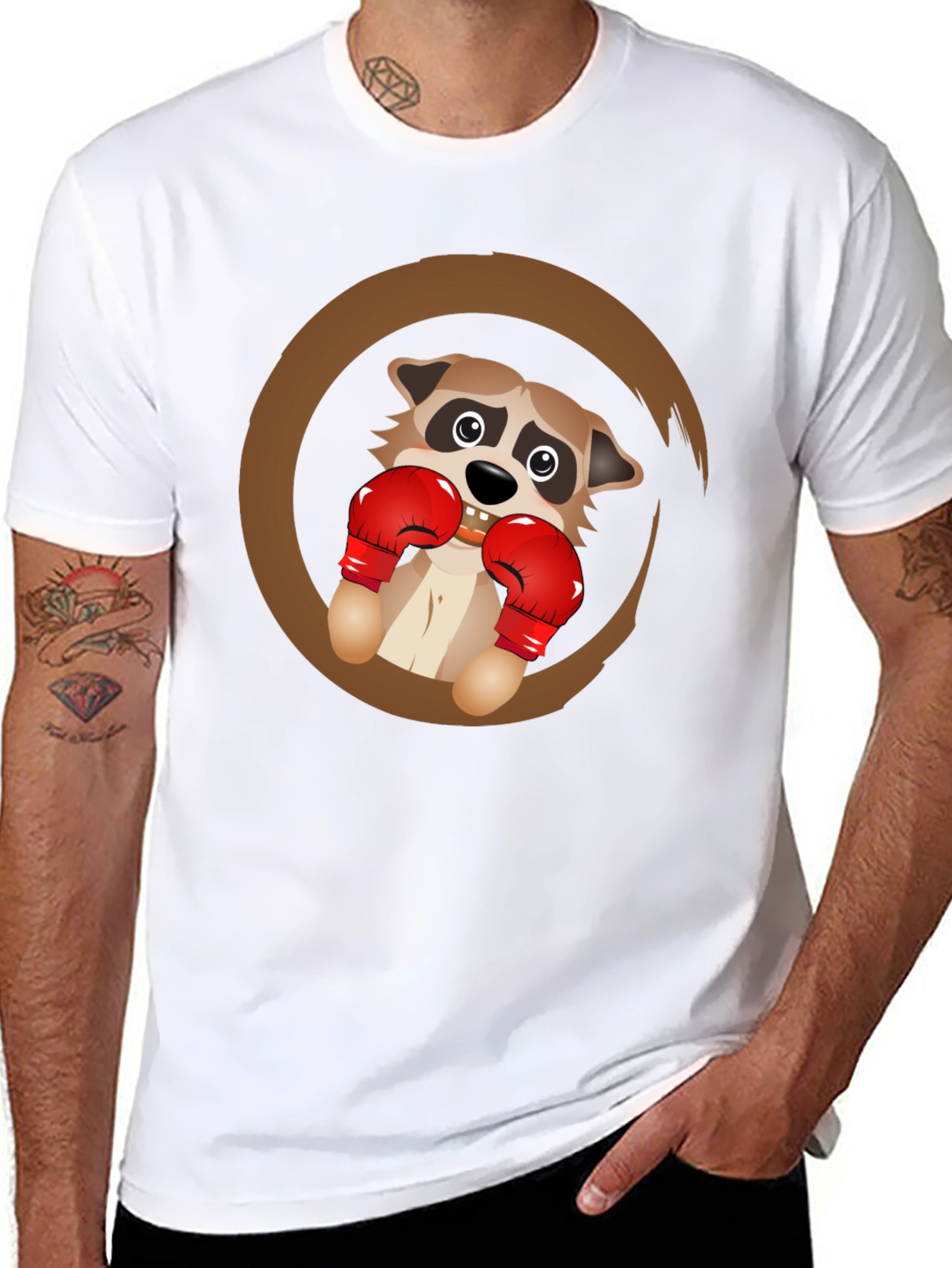 Funny Raccoon Boxer Graphic T-Shirt