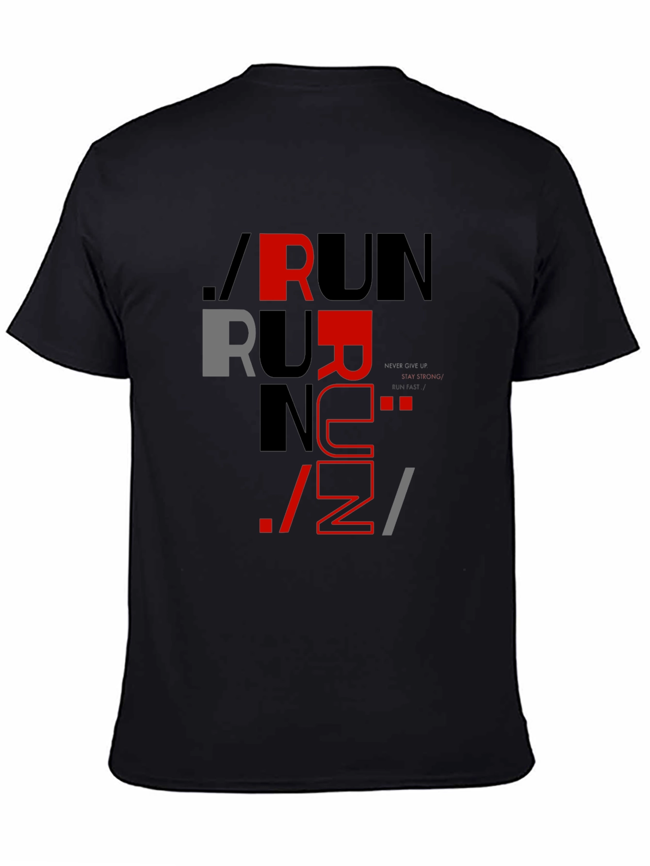 Stylish Run Graphic Print Mens Black T-Shirt