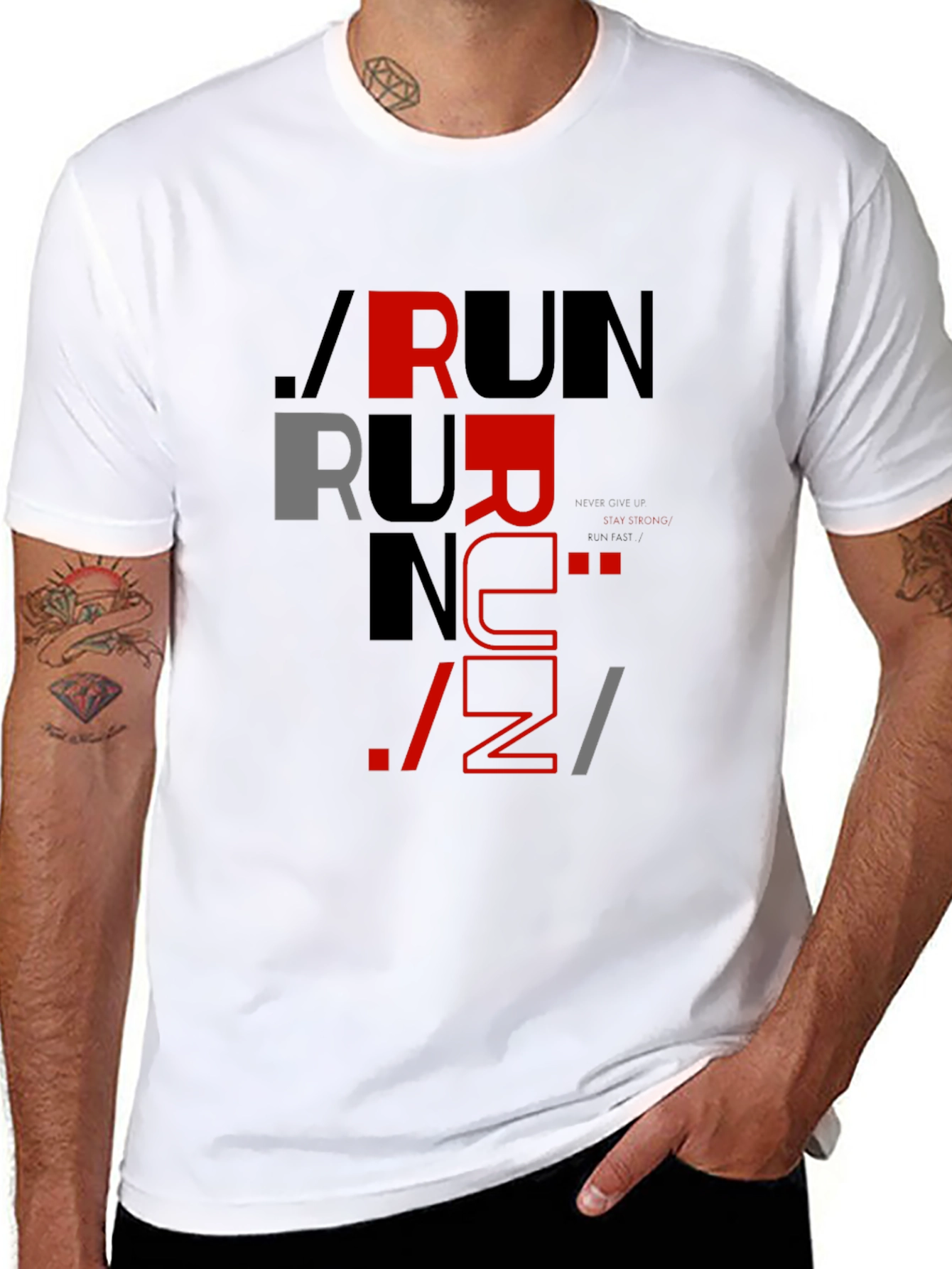 Stylish Run Graphic Print Mens Black T-Shirt