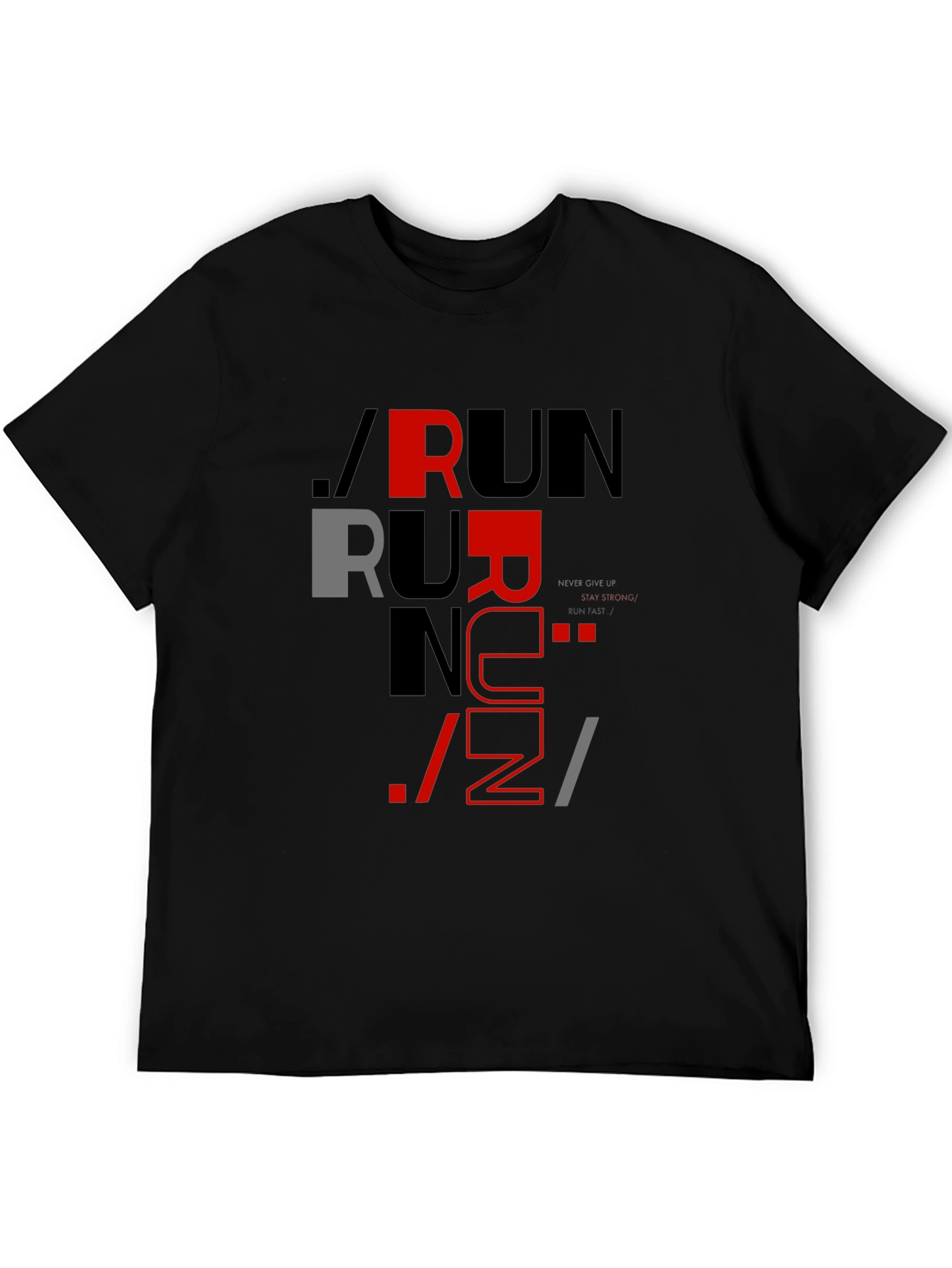 Stylish Run Graphic Print Mens Black T-Shirt